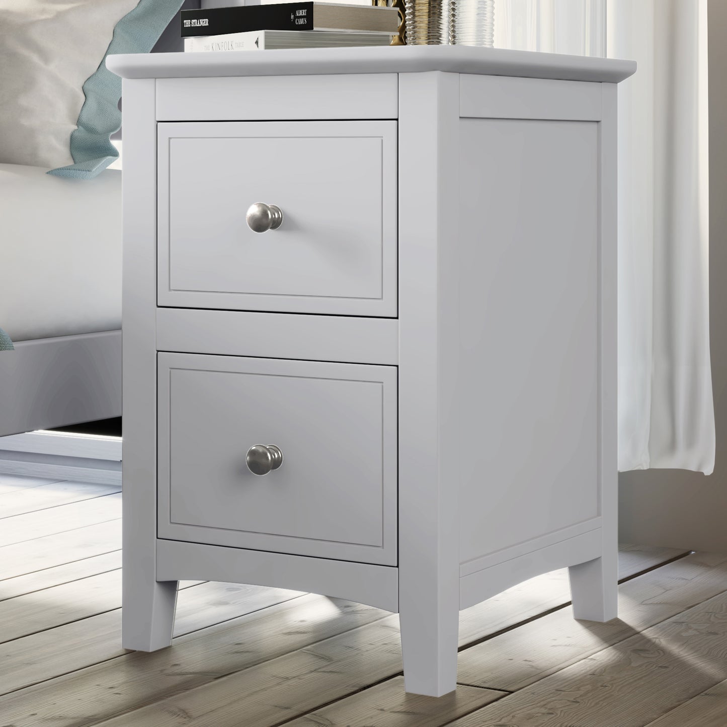 White Solid Wood 5 Pieces King Bedroom Sets(bed+nightstand*2+chest+dresser)