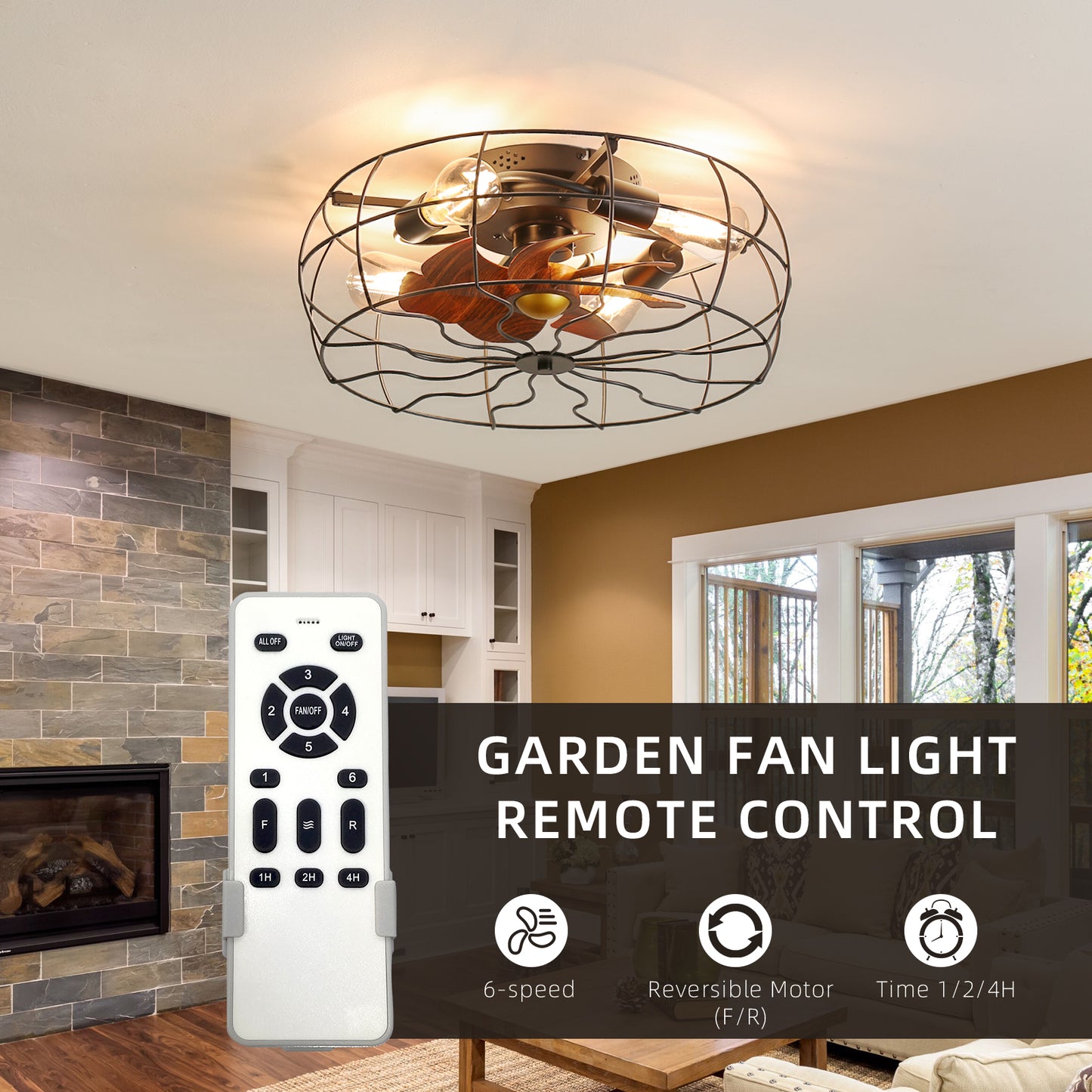 19inch Low Profile Rustic Ceiling Fan Light (Note:No warranty on bulbs)
