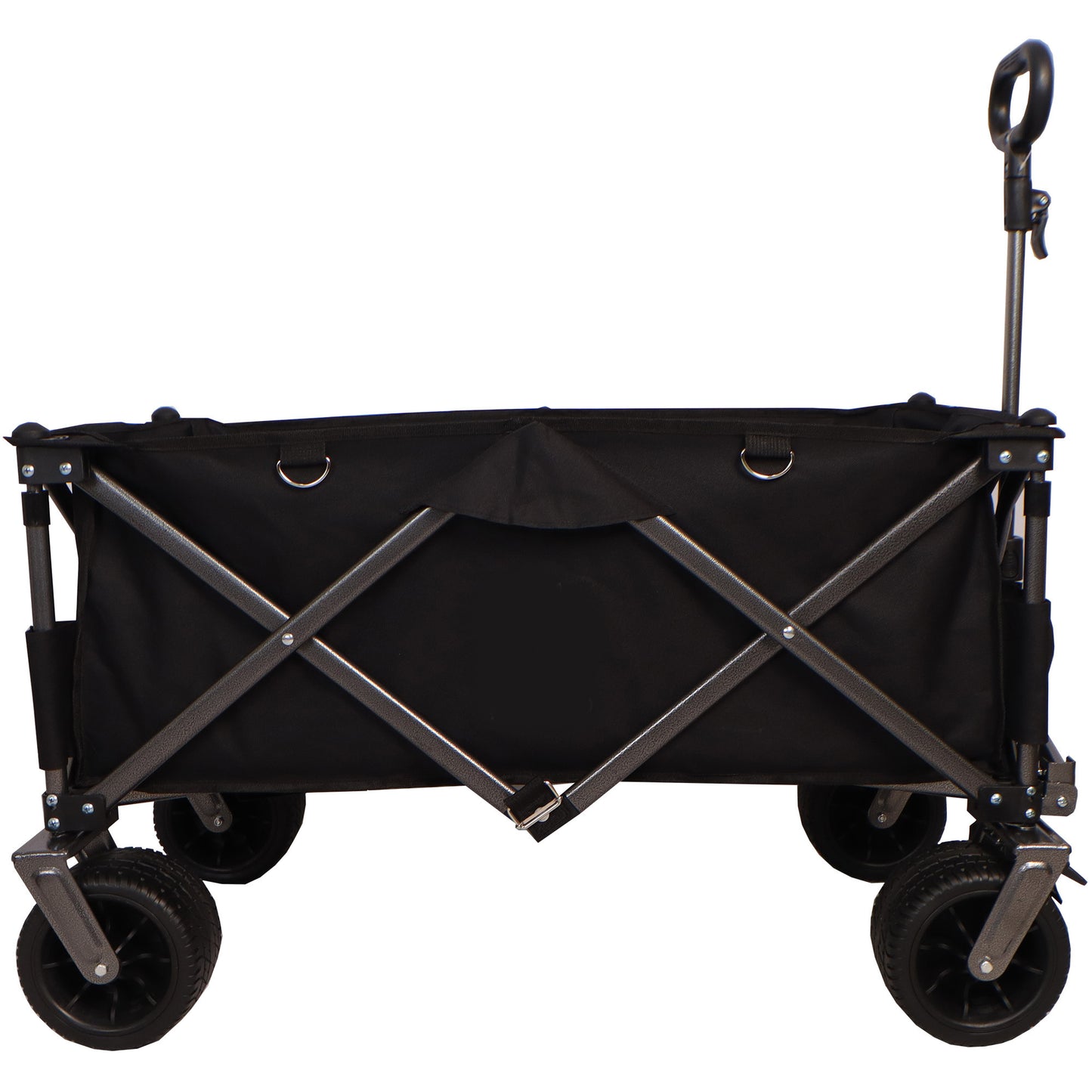 Folding Wagon, Heavy Duty Utility Beach Wagon Cart for Sand with Big Wheels, Adjustable Handle&Drink Holders for Shopping, Camping,Garden and Outdoor