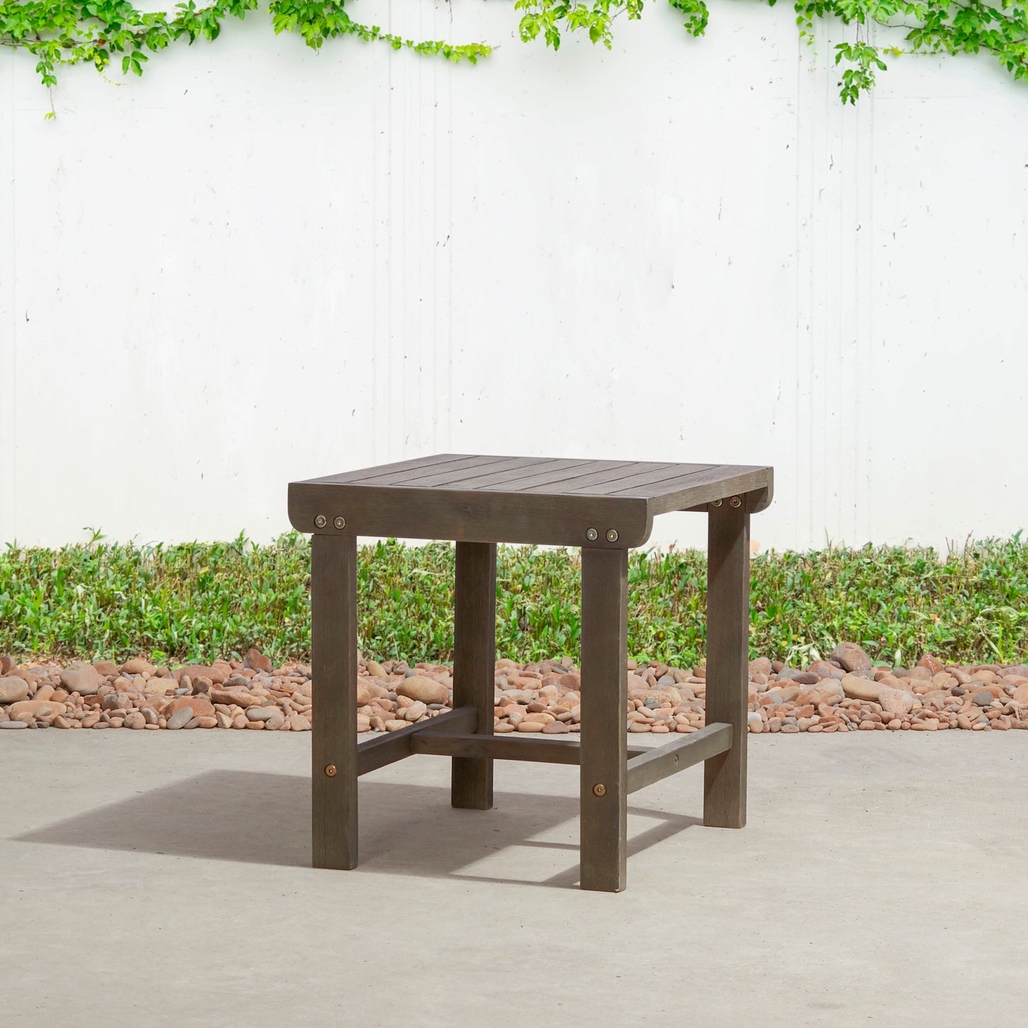 Caladesi Poolside Grey-washed Vintage Wood Side Table