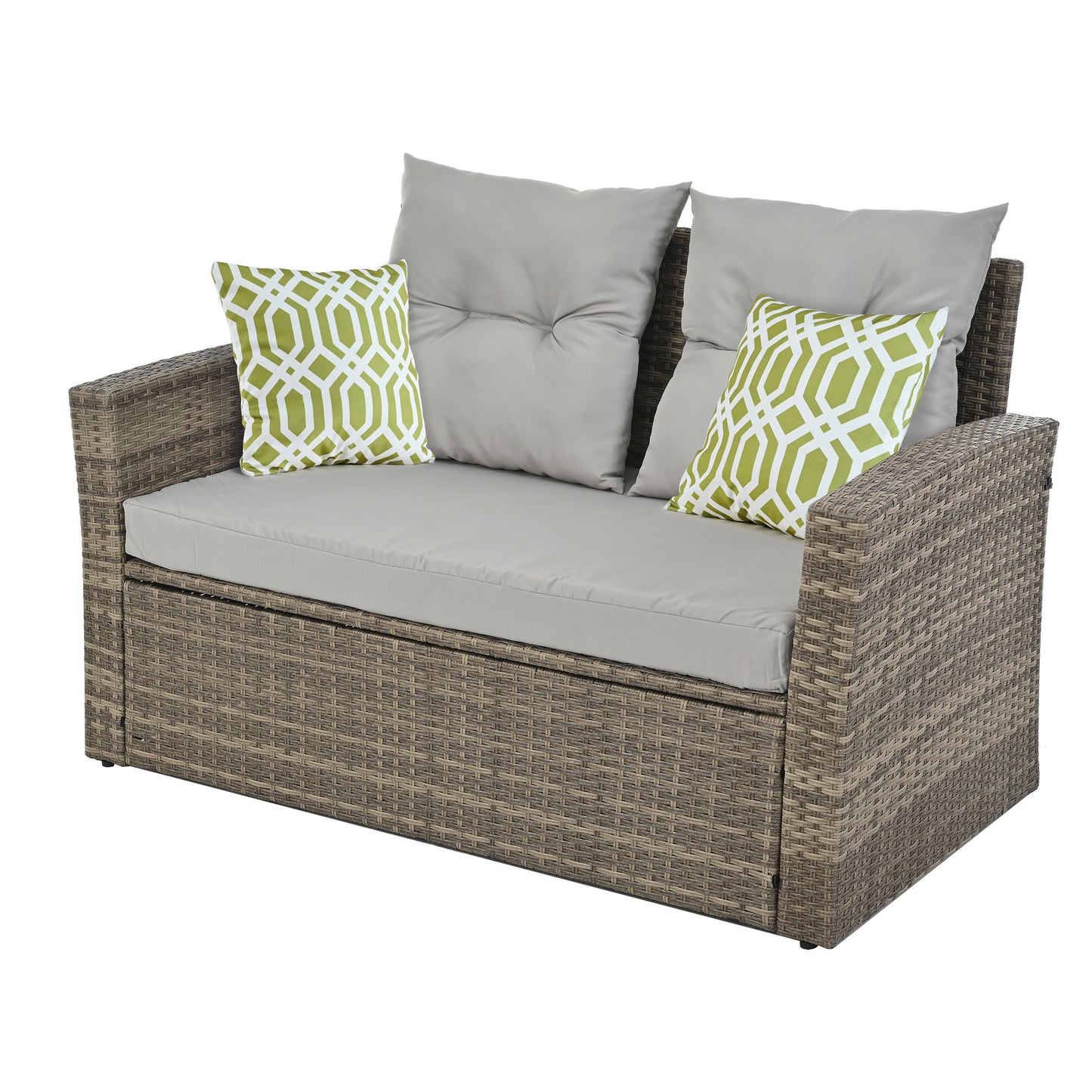 Patio Furniture, Outdoor Furniture, Seasonal PE Wicker Furniture, 6 Set Wicker Furniture With Tempered Glass Coffee Table