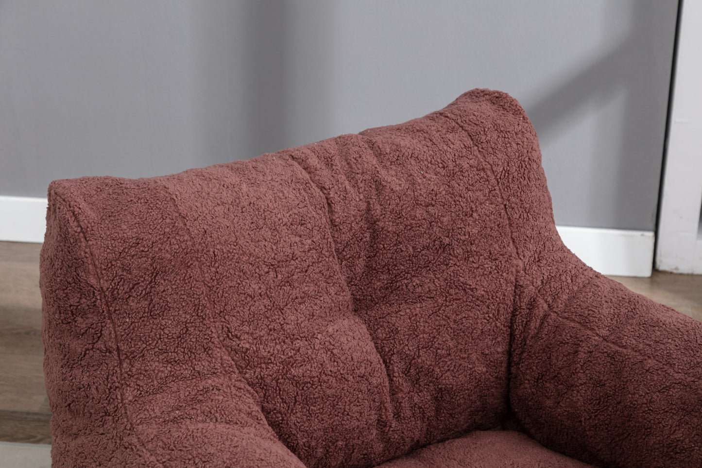 010-Soft Teddy Fabric Tufted Foam Bean Bag Chair With Teddy Fabric Bean Paste Red