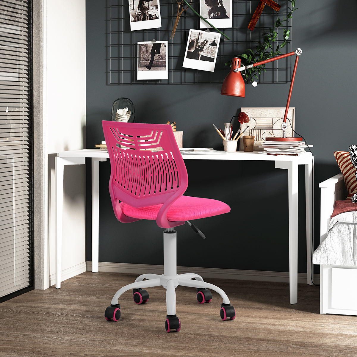 Plastic Task Chair/ Office Chair - Pink