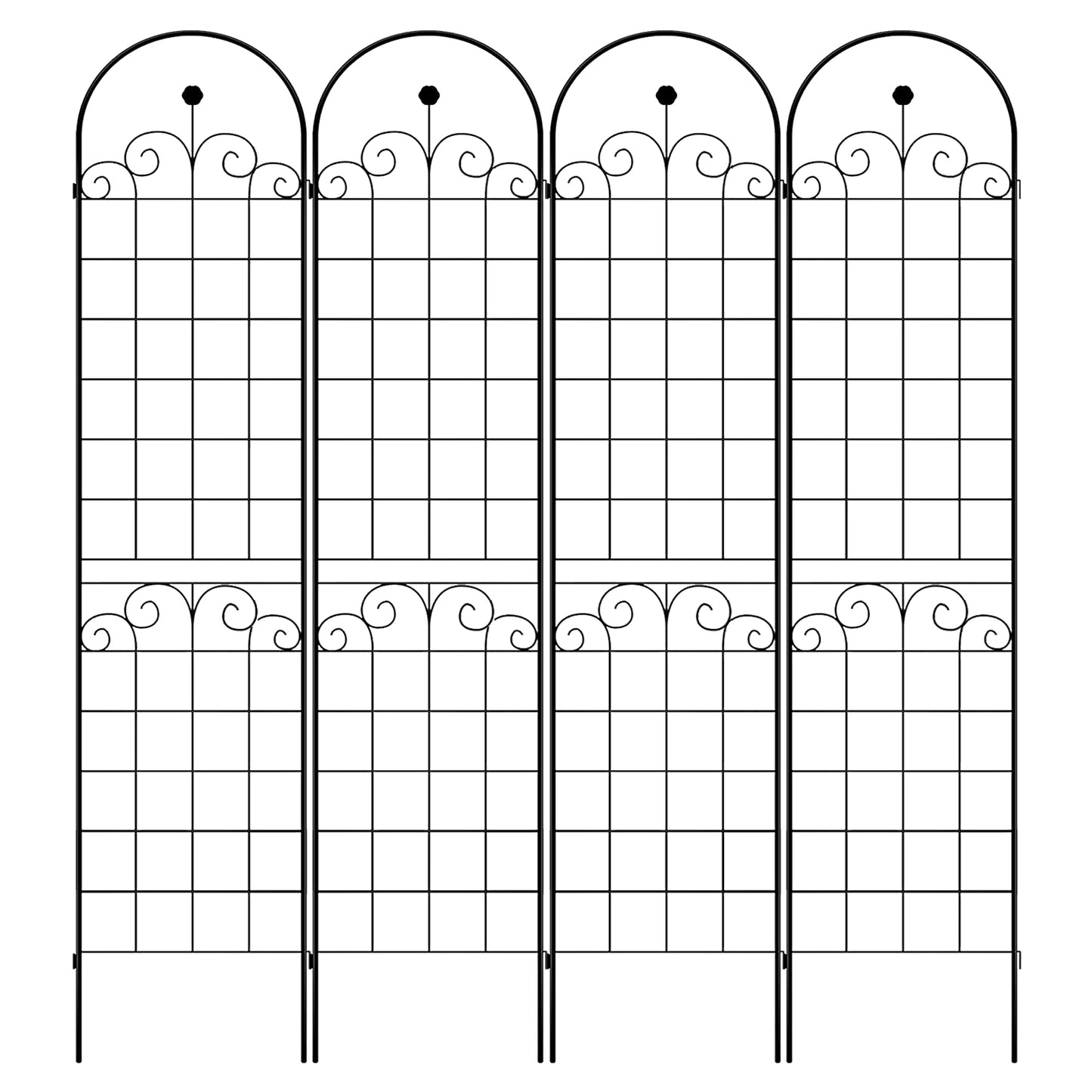 4 Pack Metal Garden Trellis for Climbing Plants Outdoor 86.7'' x 19.7'' Rustproof Plant Support Rose Trellis Netting Trellis Black