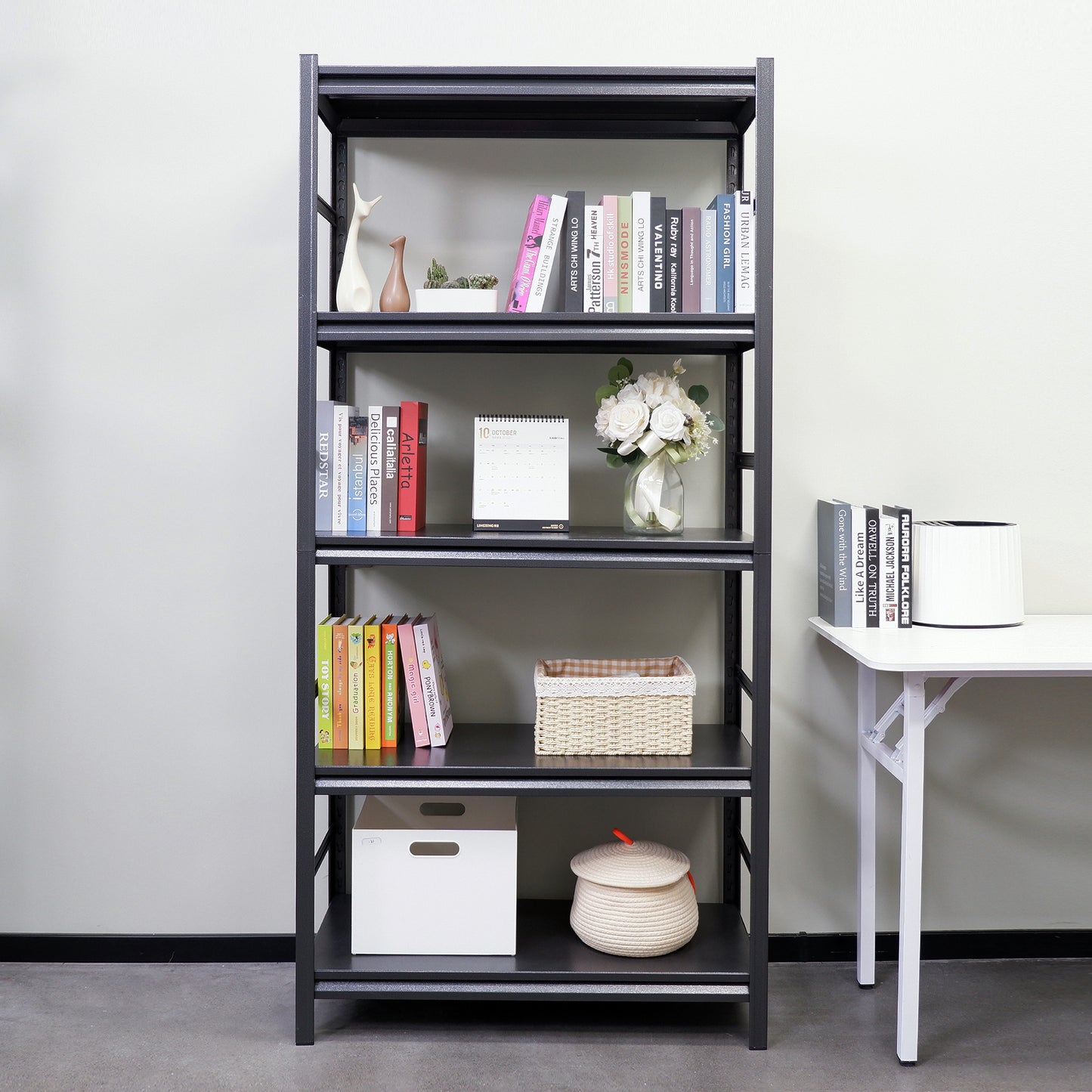 Storage Shelves 5 Tier Heavy Duty Metal Shelving Unit Adjustable Shelving Units and Storage Rack Kitchen Garage Shelf H72 * W35.4 * D15.7