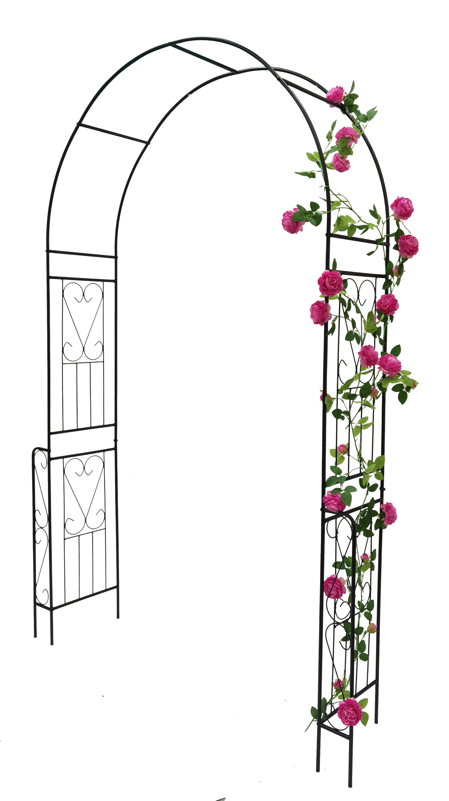 Metal Garden Arch W55'' x H94.5'' Garden Arbor Trellis Climbing Plants Support Rose Arch Outdoor Arch Black