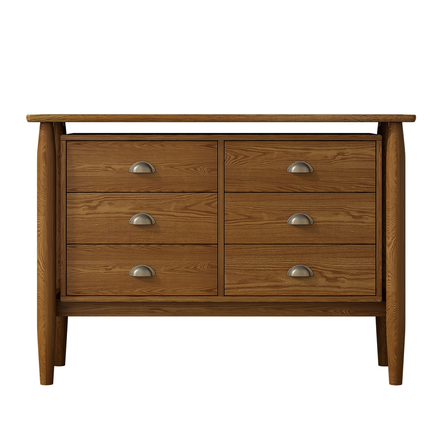 Mid Century Modern Wood 6-Drawer Dresser Storage Cabinet for Bedroom,Living Room,Rubberwood