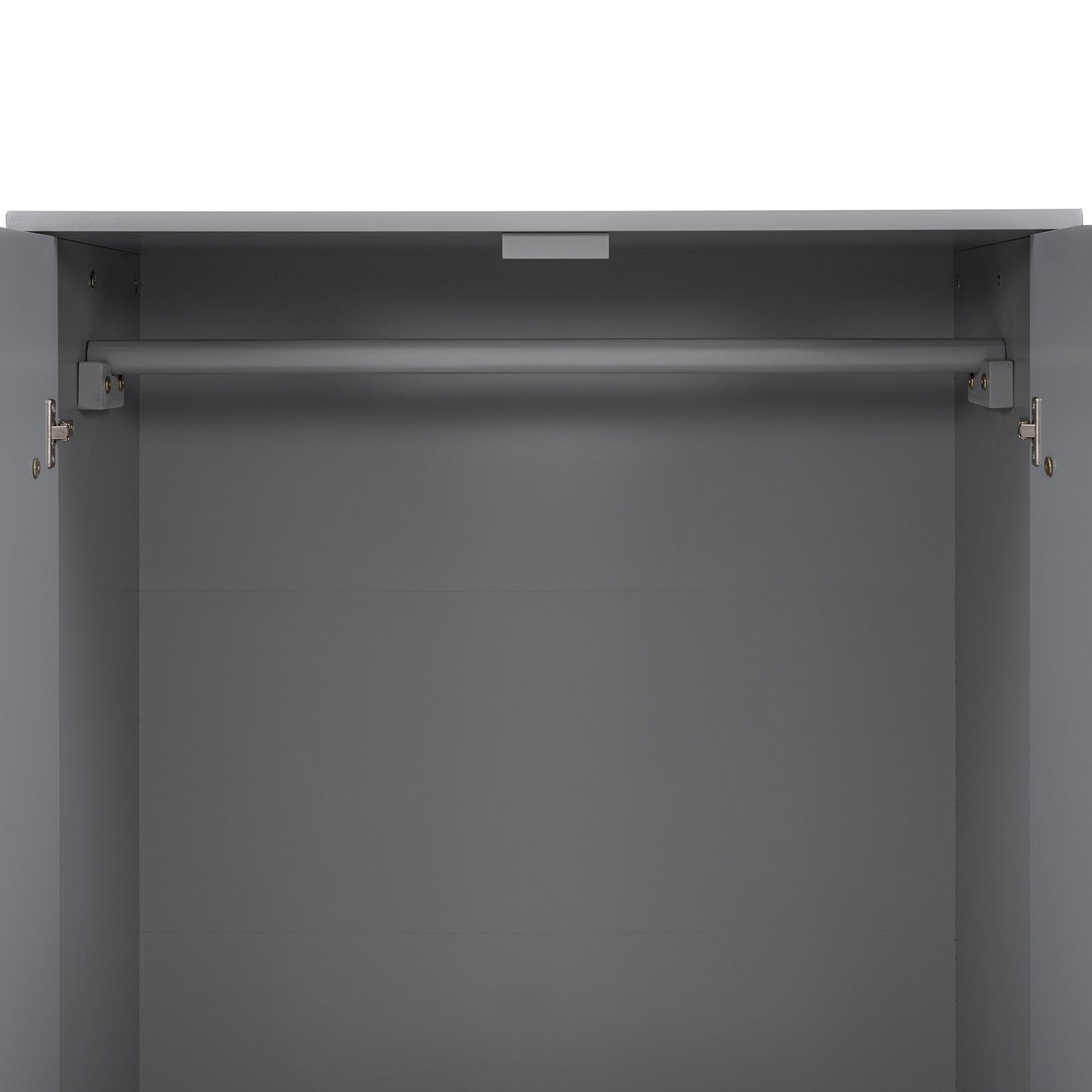Wooden Wardrobe Cabinet with Hanging Rod, Storage Armoires with Doors,Gray