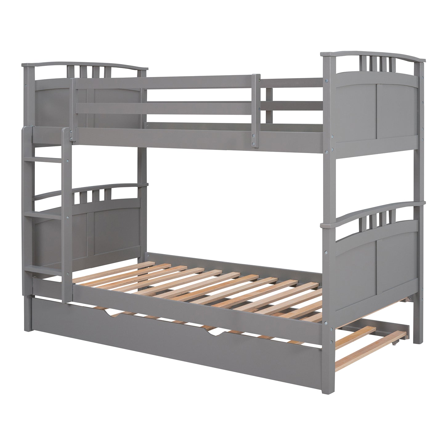 Twin-Over-Twin Bunk Bed with Twin size Trundle , Separable Bunk Bed for Bedroom - Grey