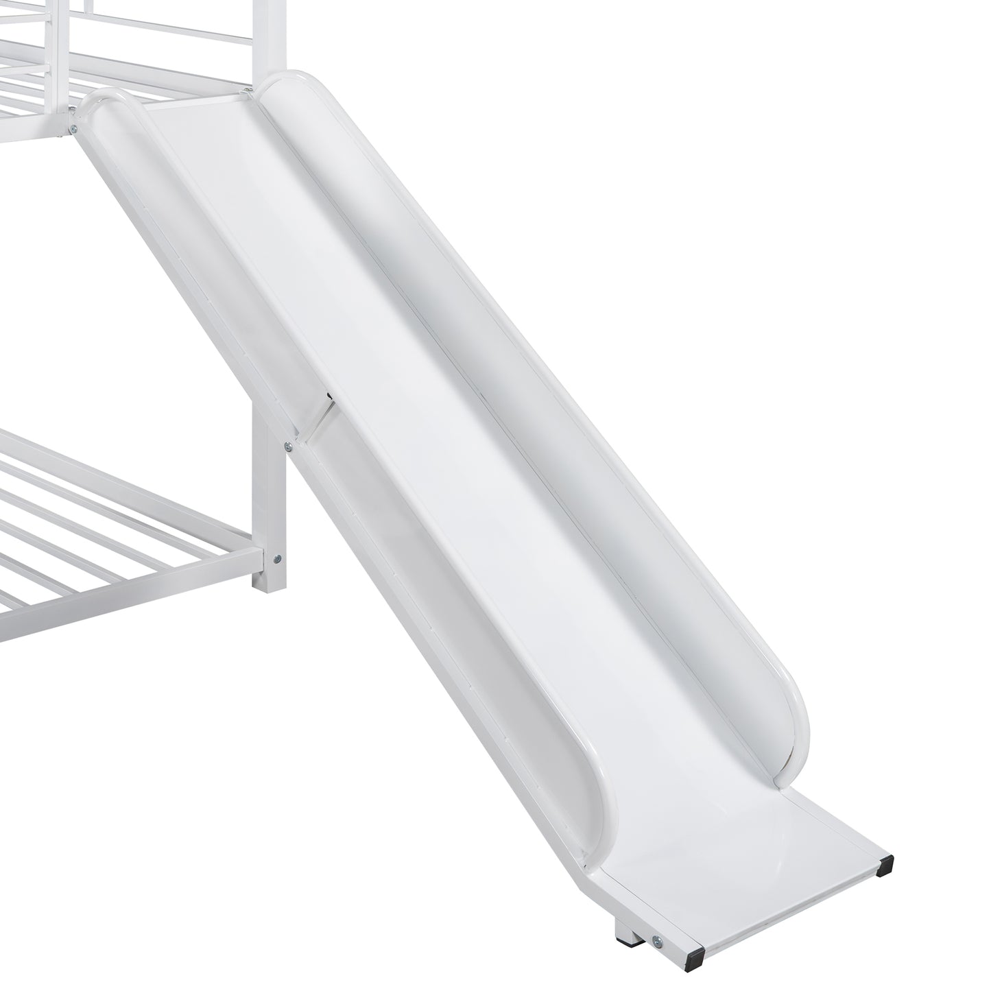 Twin Over Twin Metal Bunk Bed ,Metal Housebed With Slide,Three Colors Available.(White with White Slide)(OLD SKU :LP000095AAK)