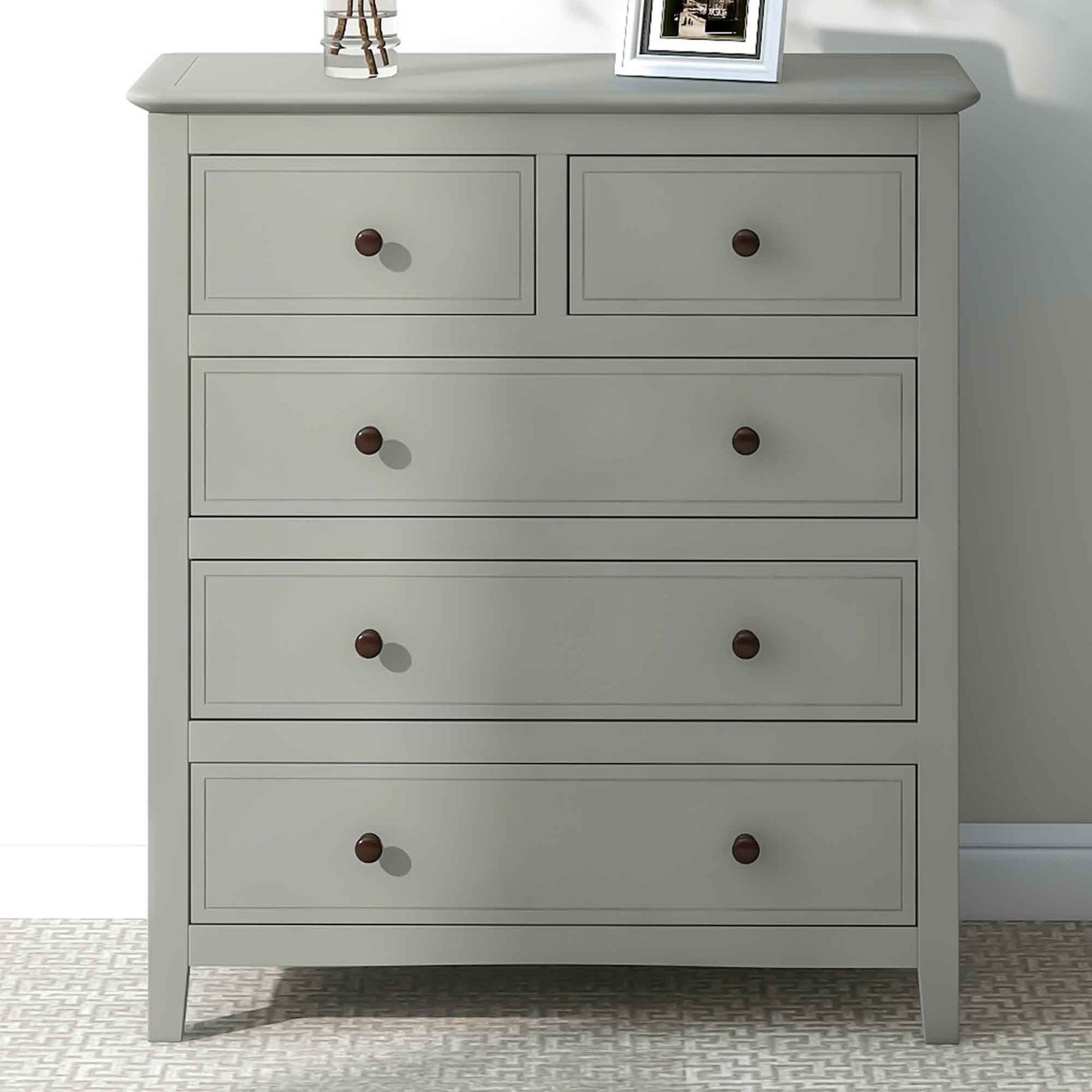 5 Drawers Solid Wood Chest, Gray(OLD SKU:WF288863AAG)