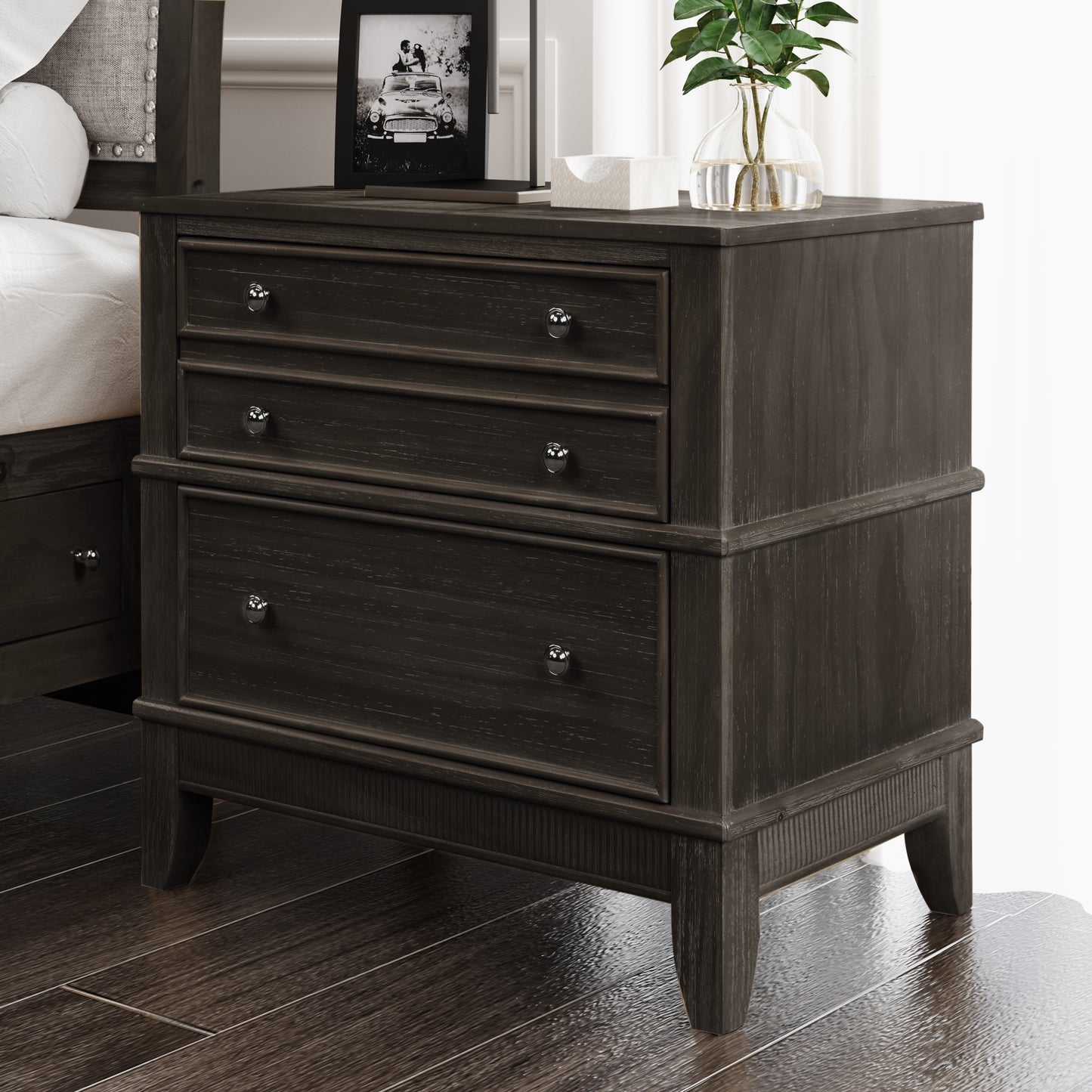 Hazel 3-Drawer Side Table for Living Room, Hallway, Entryway, Coffee