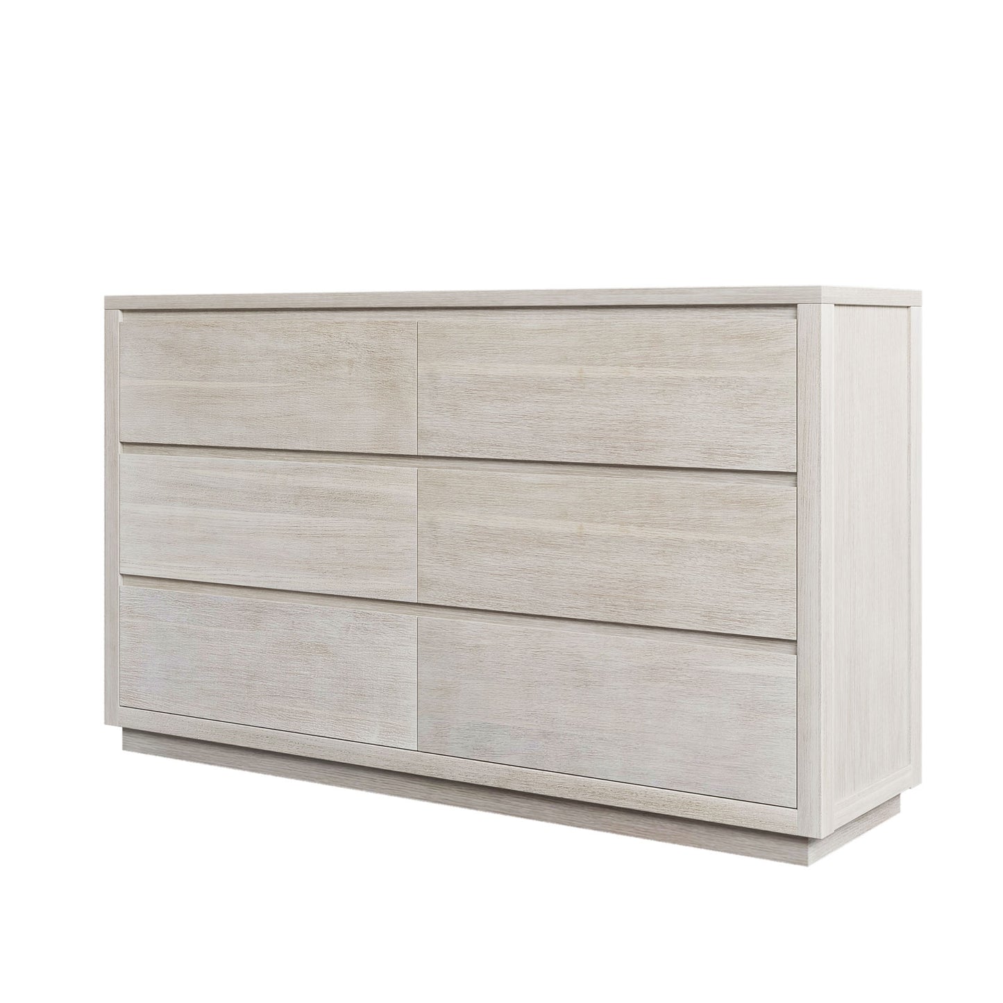 3 Pieces Modern Concise Style Bedroom Set Solid Wood Grain Platform Full Bed Frame + Nightstand +6-Drawer Dresser, Stone Gray