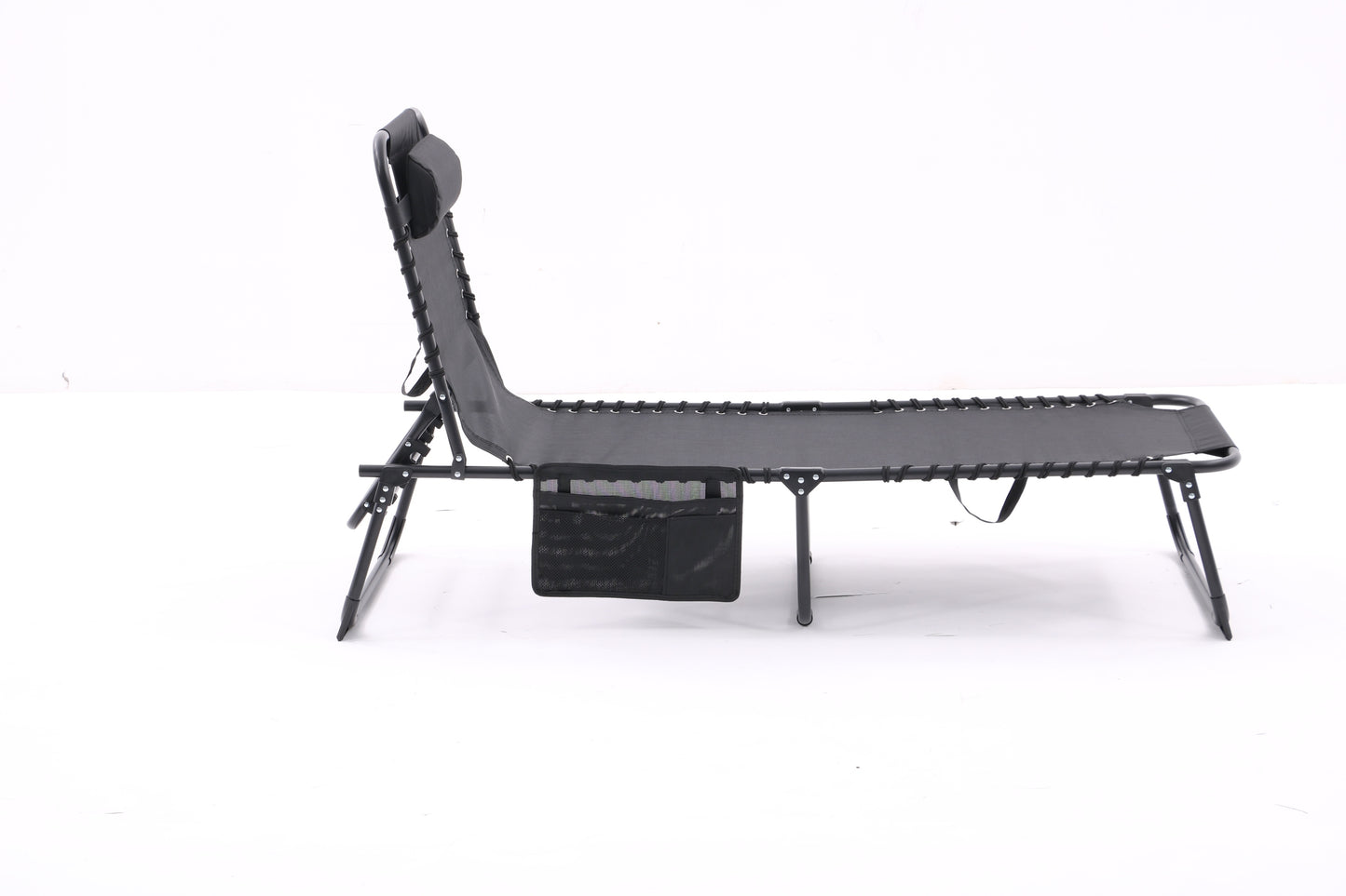 Folding Textilene Waterproof Patio Chaise Lounge Chair,Outdoor Adjustable and Reclining Tanning Chair with Pillow and Side Pocket for Lawn,Beach,Pool,Portable Camping and Sunbathing(2 Pieces,Black)
