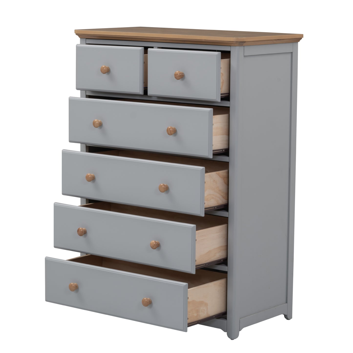 Rustic Wooden Chest with 6 Drawers,Storage Cabinet for Bedroom,Gray+Natrual
