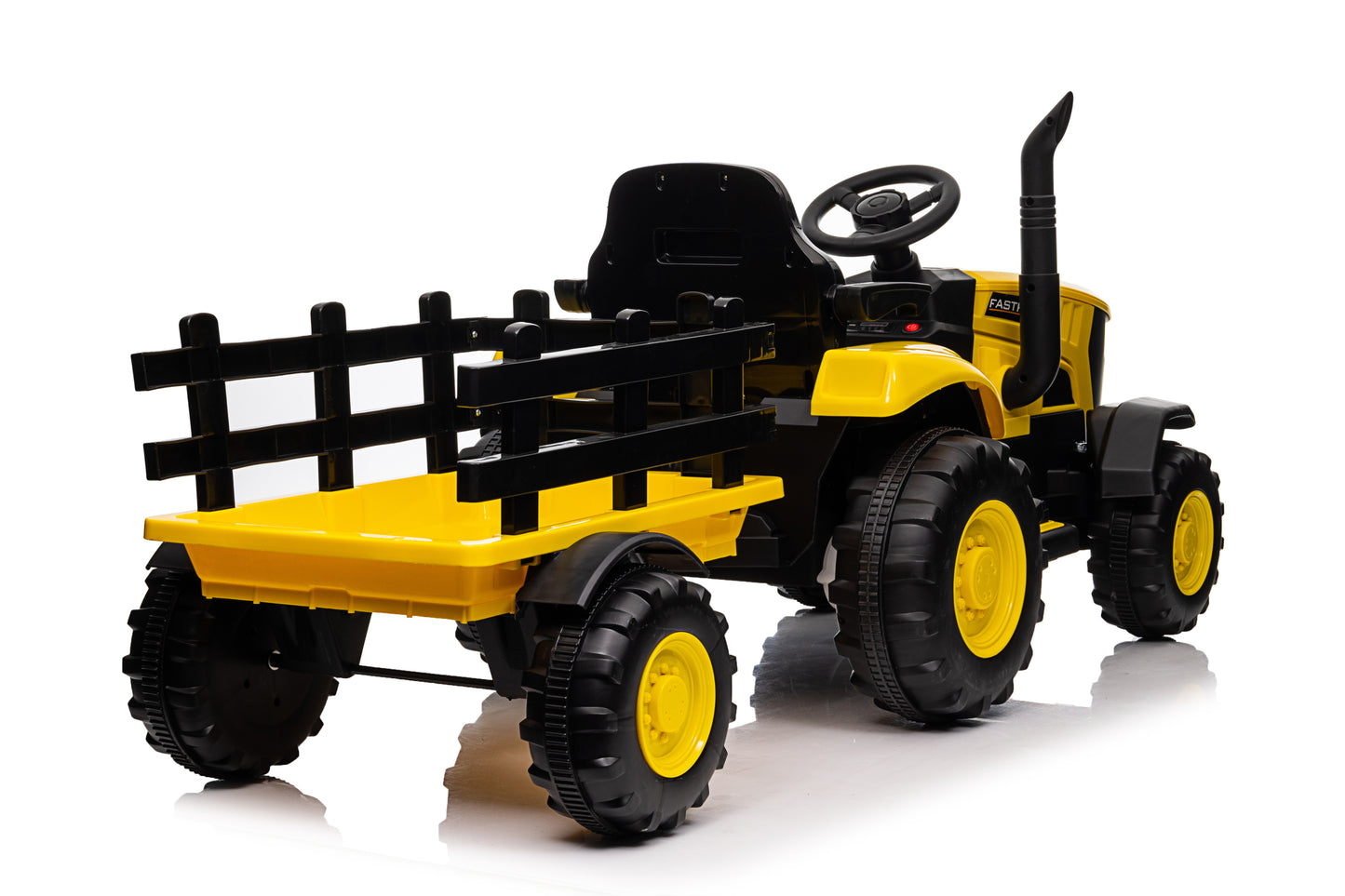 Ride on Tractor, 12 V Battery Powered Electric Vehicle Toy w/Remote Control,music, LED Lights, Removable trailer bucket, Safety Belt