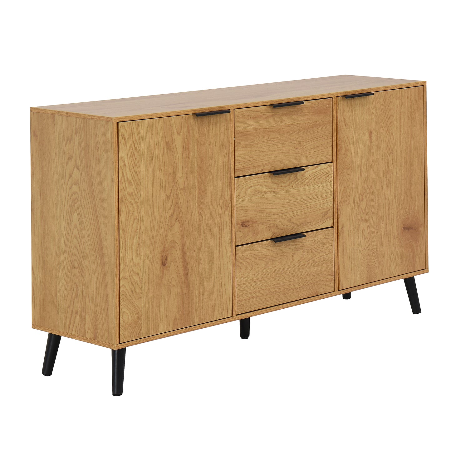 Sideboard Buffet Cabinet with Storage, Wood Coffee Bar Cabinet, 47.2" Kitchen Cabinet with 3 Drawers & 2 Doors, Kitchen Buffet Cabinet Cupboard Natural Wood Color