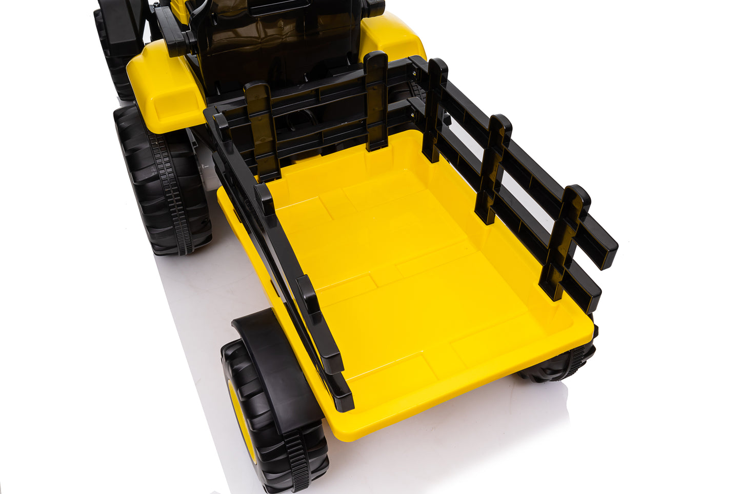 Ride on Tractor, 12 V Battery Powered Electric Vehicle Toy w/Remote Control,music, LED Lights, Removable trailer bucket, Safety Belt