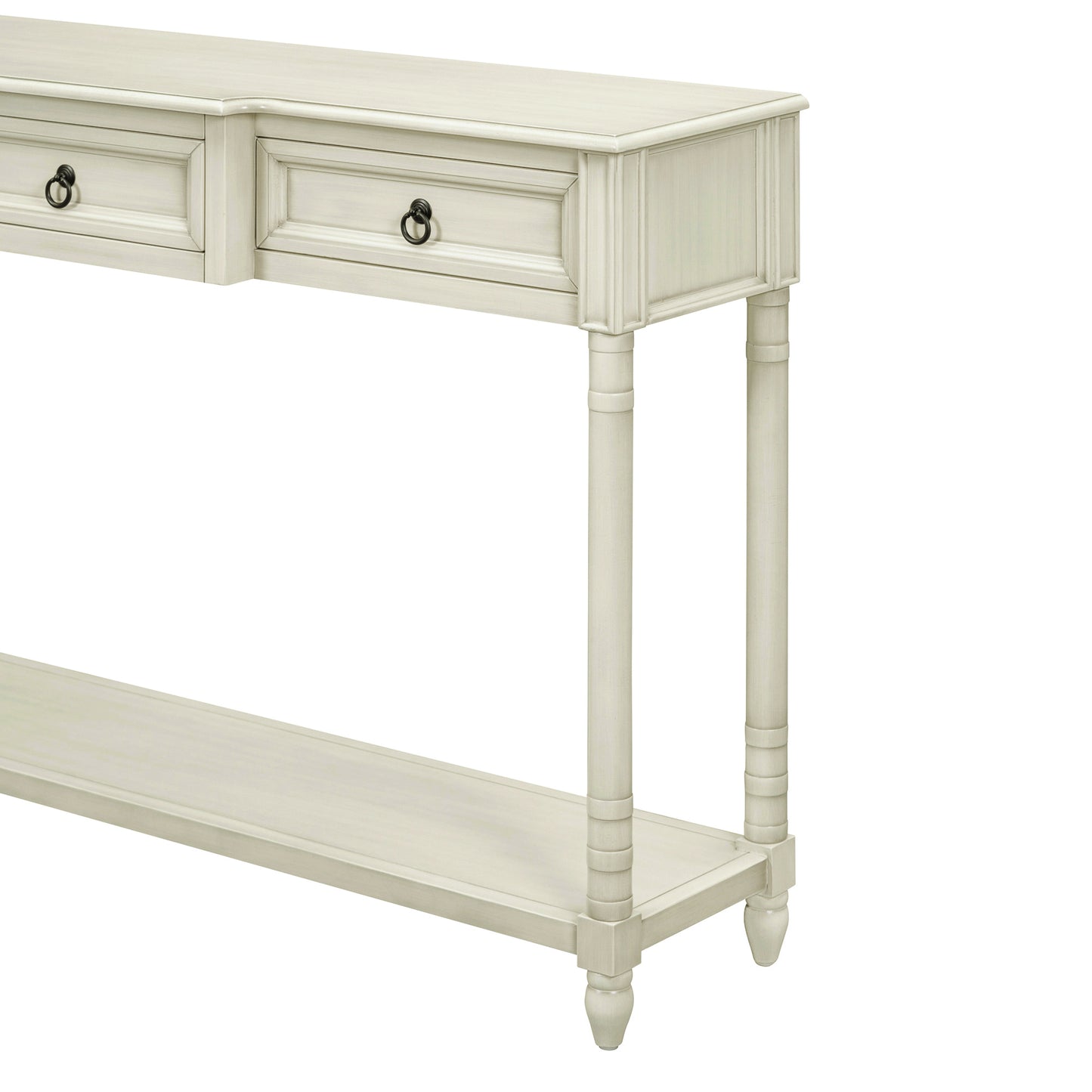 TREXM Console Table Sofa Table with Drawers for Entryway with Projecting Drawers and Long Shelf (Antique White, OLD SKU: WF189574AAK)