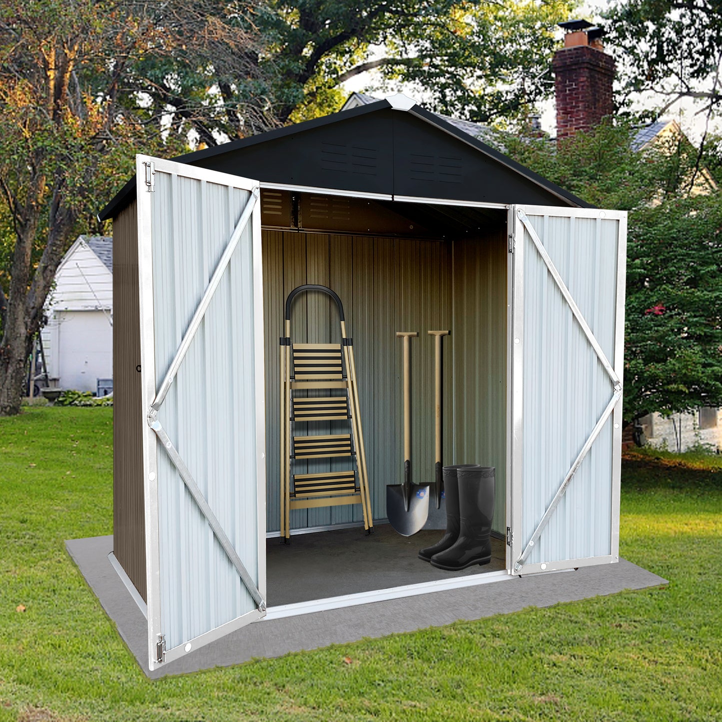 Out storage sheds 4ft×6ft Apex roof Brown + Black