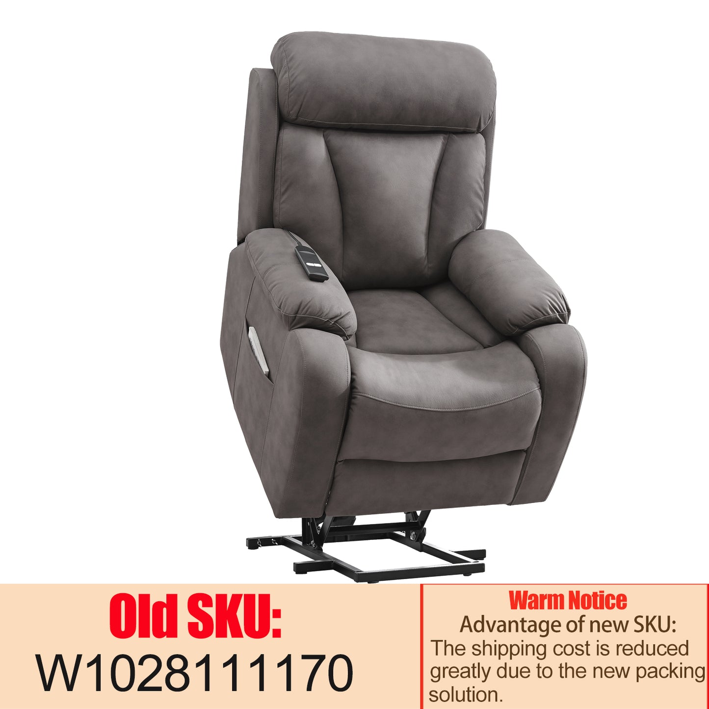 Lift Chair Recliner for Elderly Power Remote Control Recliner Sofa Relax Soft Chair Anti-skid Australia Cashmere Fabric Furniture Living Room(Dark Gray)