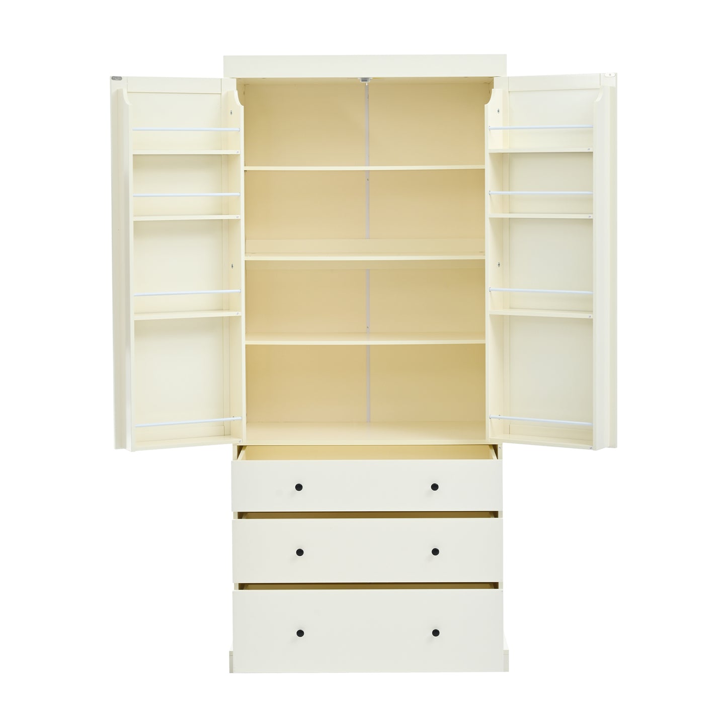 [Assembly Video Provided]TOPMAX 77inch Farmhouse Kitchen Pantry, Freestanding Tall Cupboard Storage Cabinet with 3 Adjustable Shelves, 8 Door Shelves, 3 Drawers for Kitchen, Dining Room, Cream