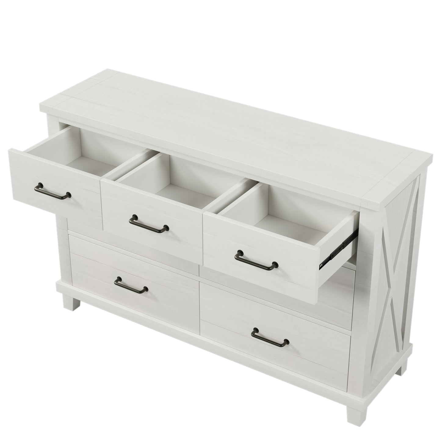 Rustic Farmhouse Style Solid Pine Wood Whitewash Seven-Drawer Dresser for Living Room, Bedroom,White