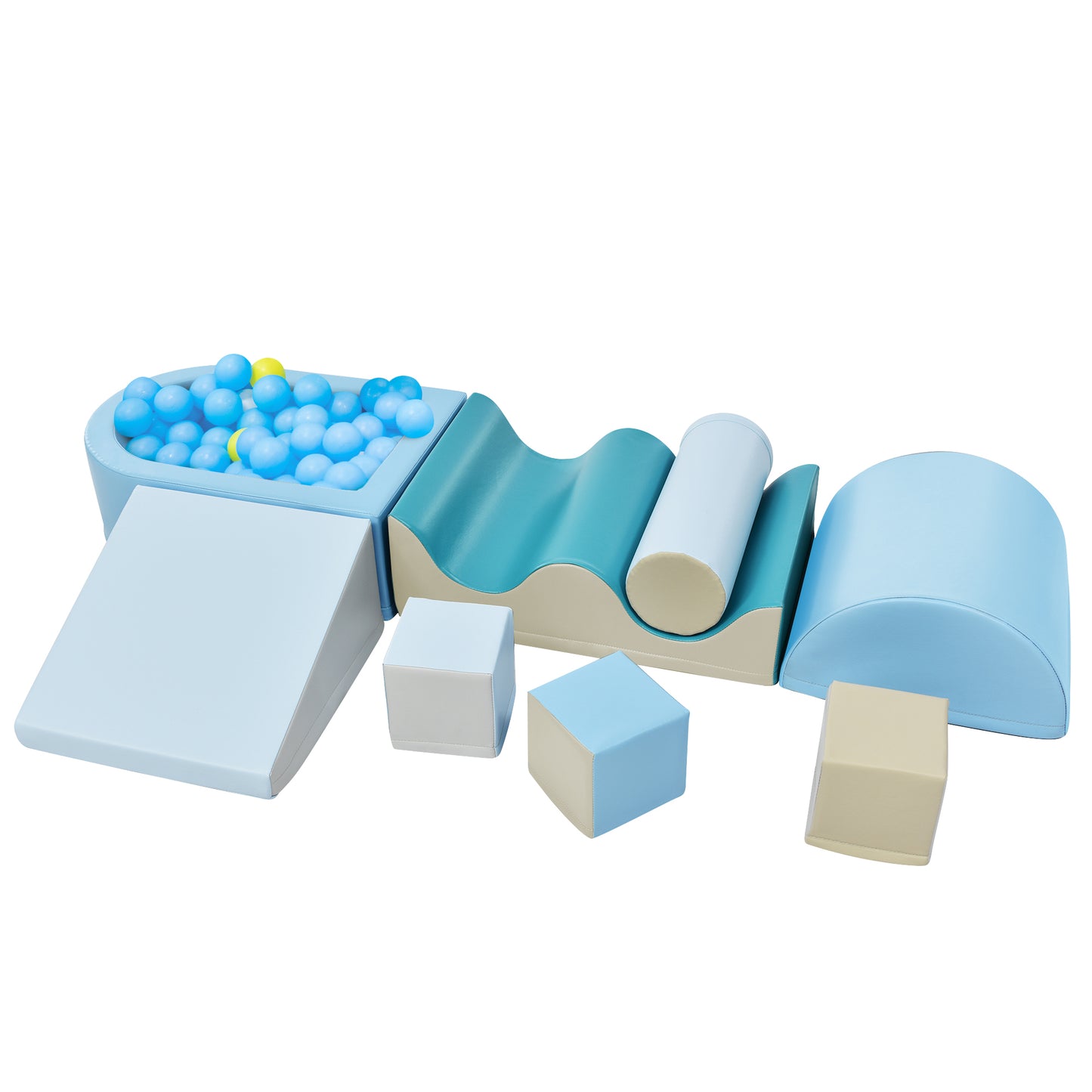 Soft Climb and Crawl Foam Playset 8 in 1 , Safe Soft Foam Nugget Block for Infants, Preschools, Toddlers, Kids Crawling and Climbing Indoor Active Play Structure