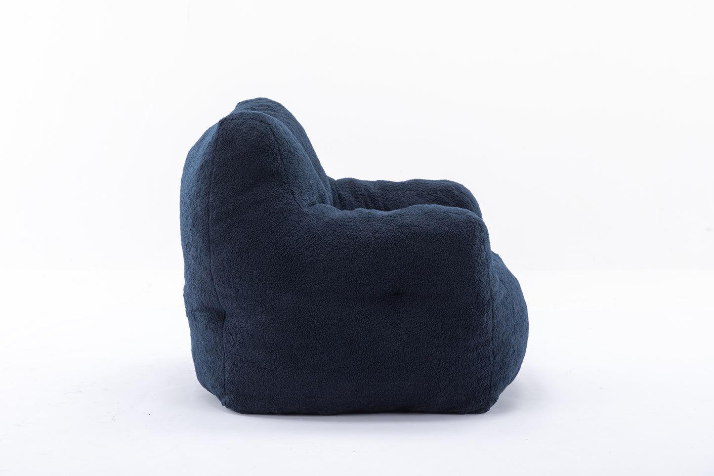 010-Soft Teddy Fabric Tufted Foam Bean Bag Chair With Teddy Fabric Dark Blue