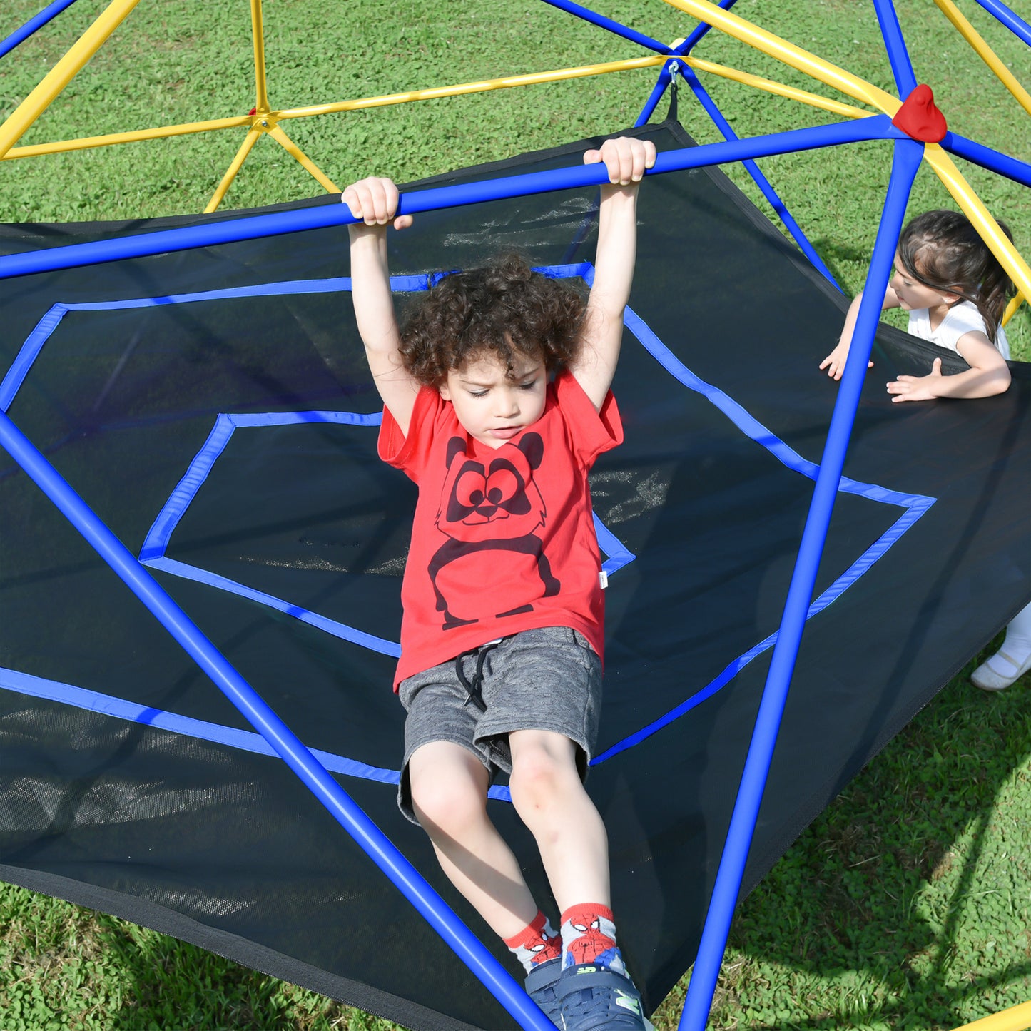 10ft Geometric Dome Climber Play Center, Kids Climbing Dome Tower with Hammock, Rust & UV Resistant Steel Supporting 1000 LBS