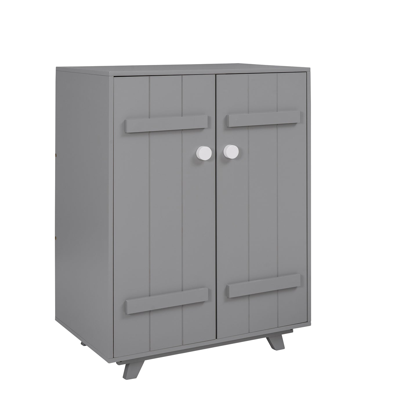 Wooden Wardrobe Cabinet with Hanging Rod, Storage Armoires with Doors,Gray