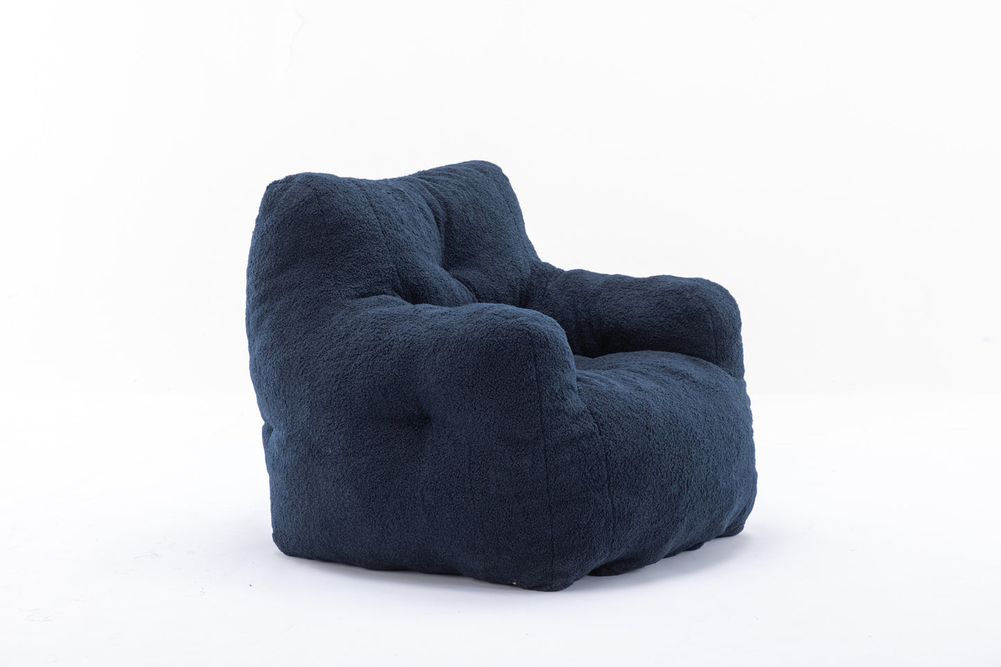 010-Soft Teddy Fabric Tufted Foam Bean Bag Chair With Teddy Fabric Dark Blue