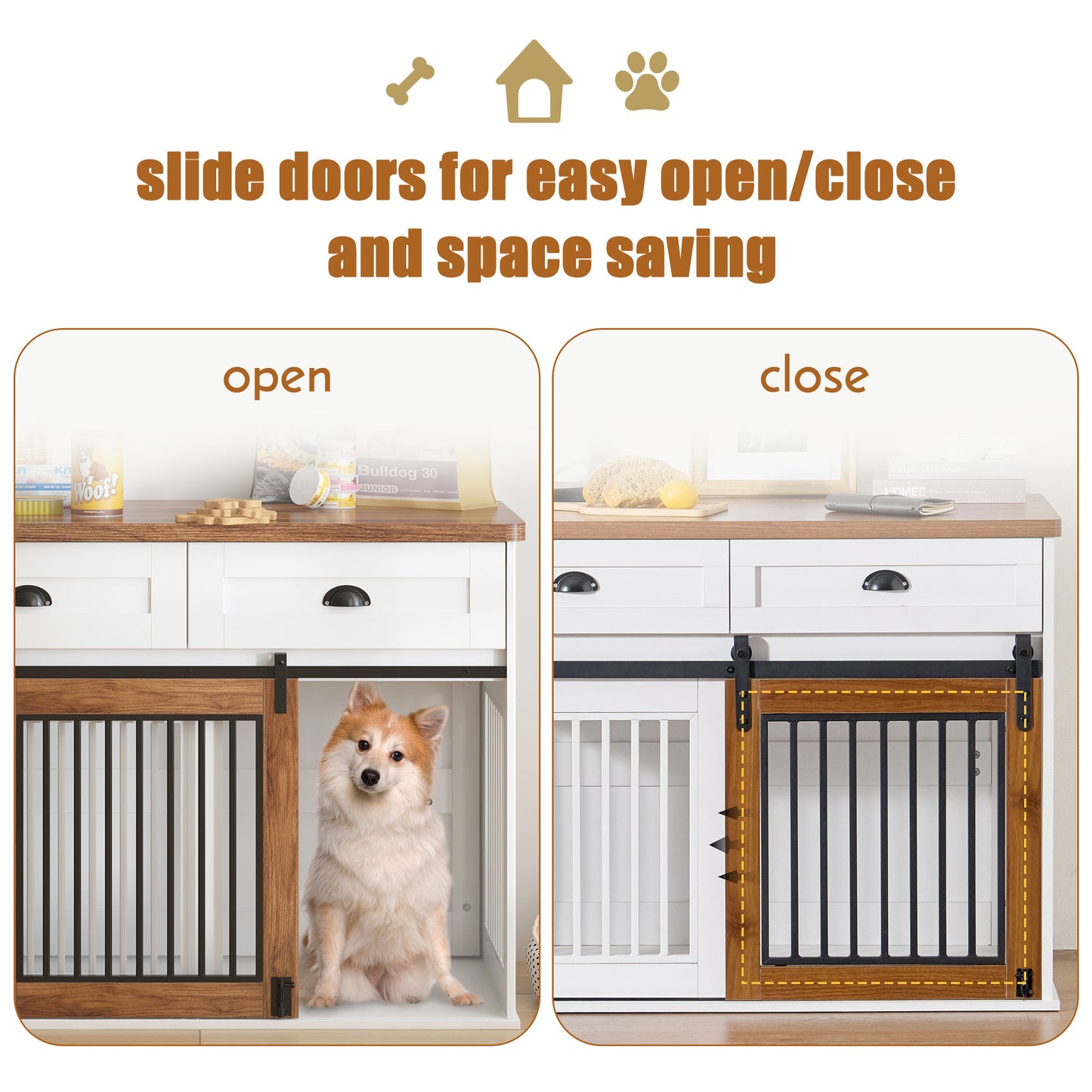 Heavy Duty Furniture style dog cage wooden dog cage double door dog cage side cabinet dog cage Dog crate (44 1/2"W *26"D *33 1/4"H)