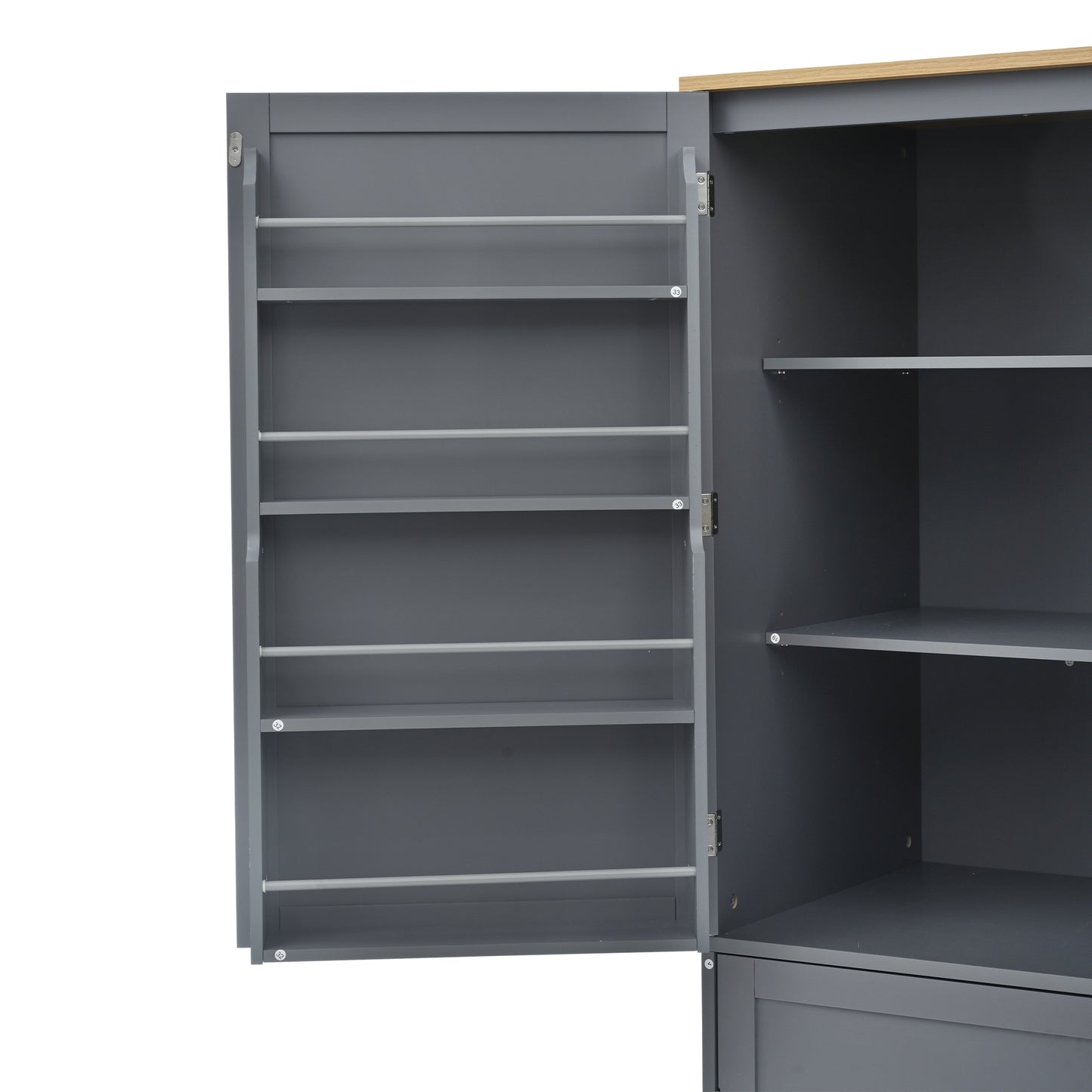 [Assembly Video Provided]TOPMAX 40.2x20x71.3inch High Freestanding Kitchen Pantry Large Cupboard Storage Cabinet with 2 Drawers, 2 Adjustable Shelves, 8 Door Shelves for Kitchen, Dining Room,Gray