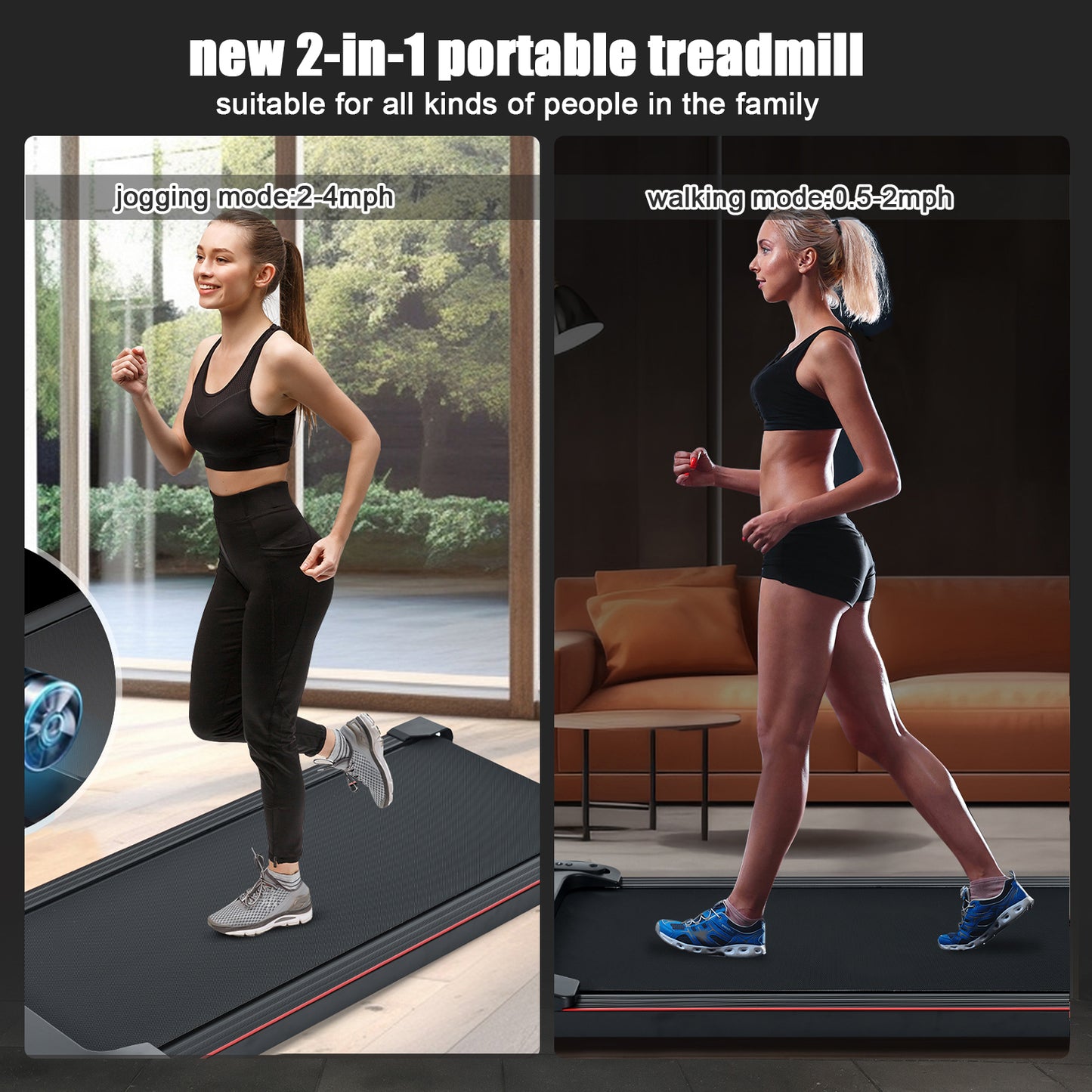 Brushless motor Walking Pad 300 lb Capacity, Desk Treadmill for Home Office, Protable Treadmill Under Desk, Walking Treadmills for Home,0.5 to 4.0 mph Portable Treadmill