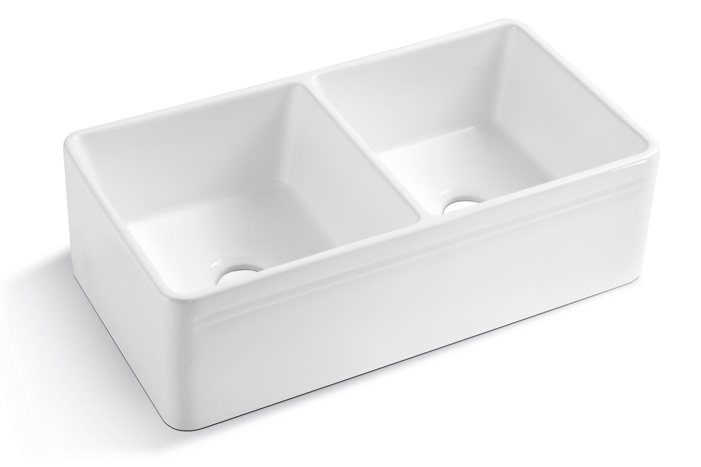 Ceramic White 33*18*10" Kitchen Double Basin Farmhouse Sink Rectangular Vessel Sink