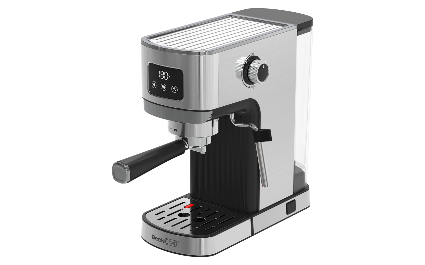 Geek Chef Espresso Machine, Cappuccino & Latte Machine with ESE POD Filter & Milk Frother Steam Wand, Accurate Temperature & Time Control, Compact Coffee Machine for Home,Stainless Steel
