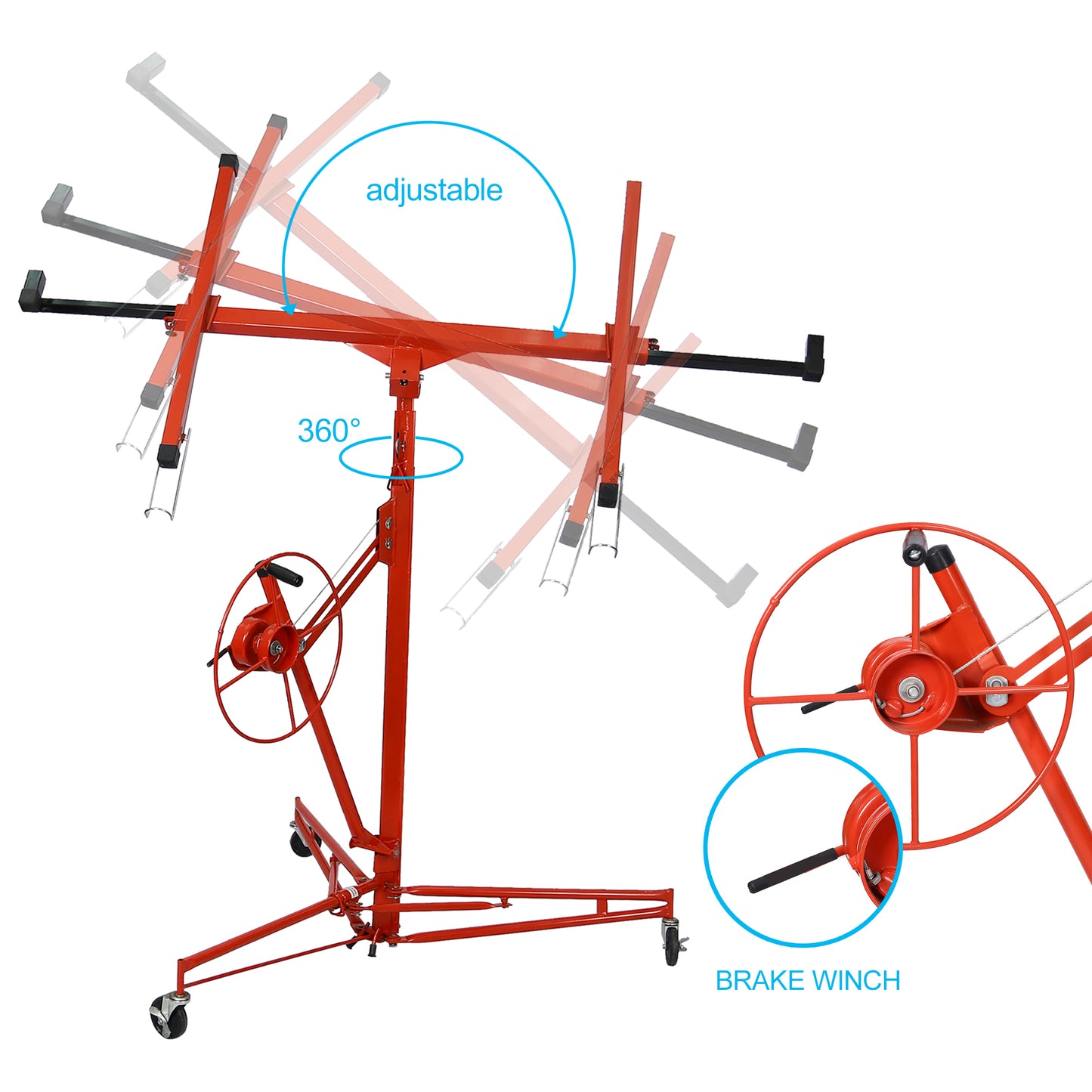 Drywall Lift Panel 11' Lift Drywall Panel Hoist Jack Lifter,red