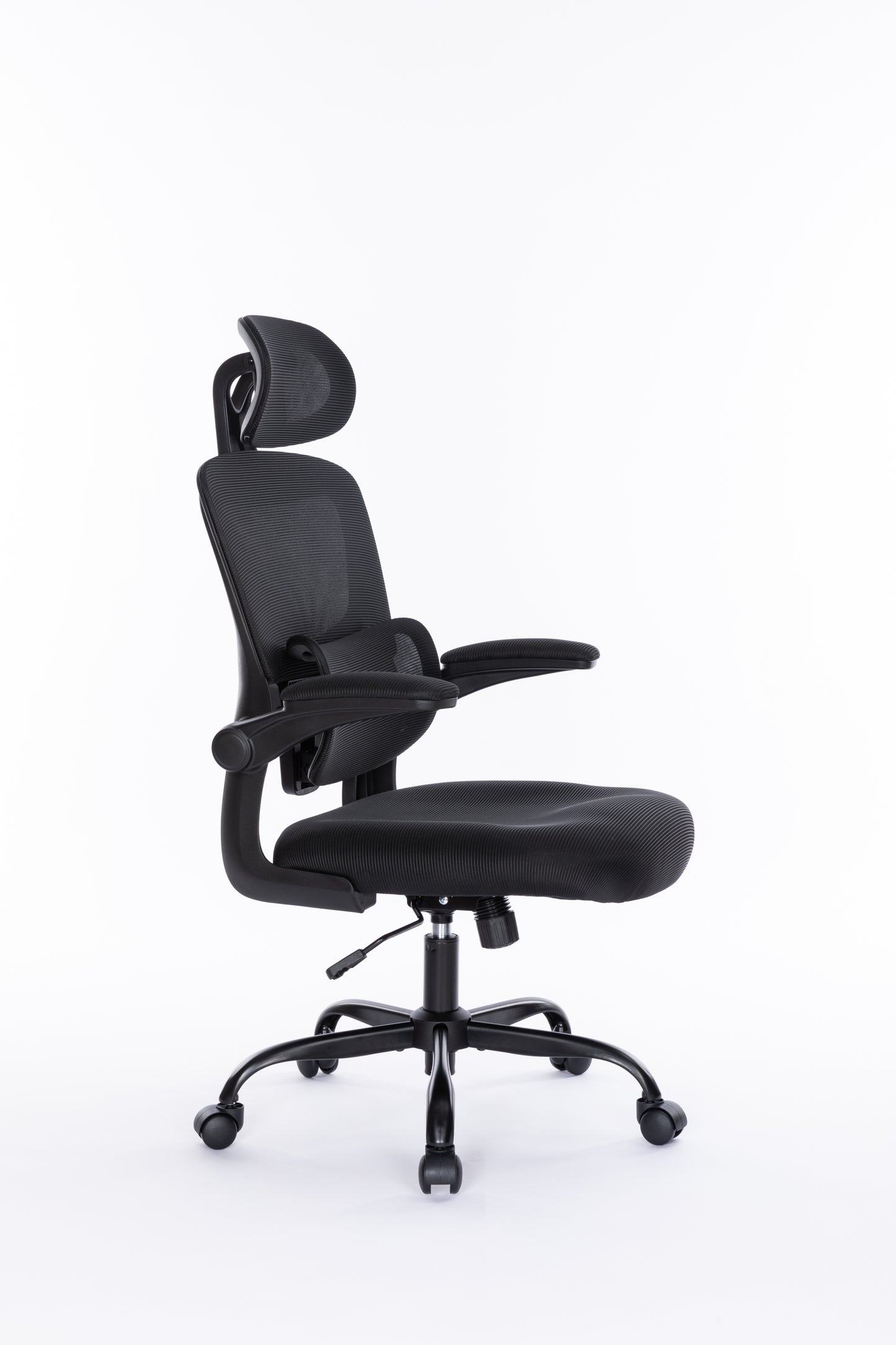 Ergonomic Mesh Office Chair with 3D Adjustable Lumbar Support, High Back Desk Chair with Flip-up Arms, Executive Computer Chair Home Office Task Swivel Rolling Chairs for Adults
