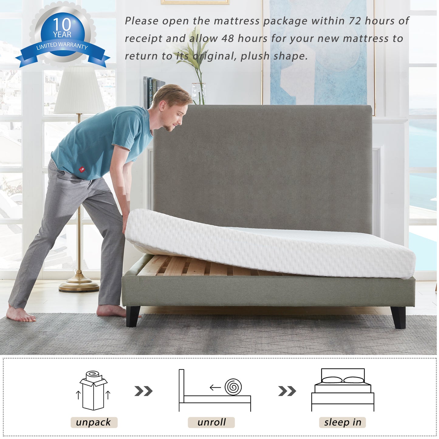 6 Inches Gel Memory Foam Mattress Made in US(King)