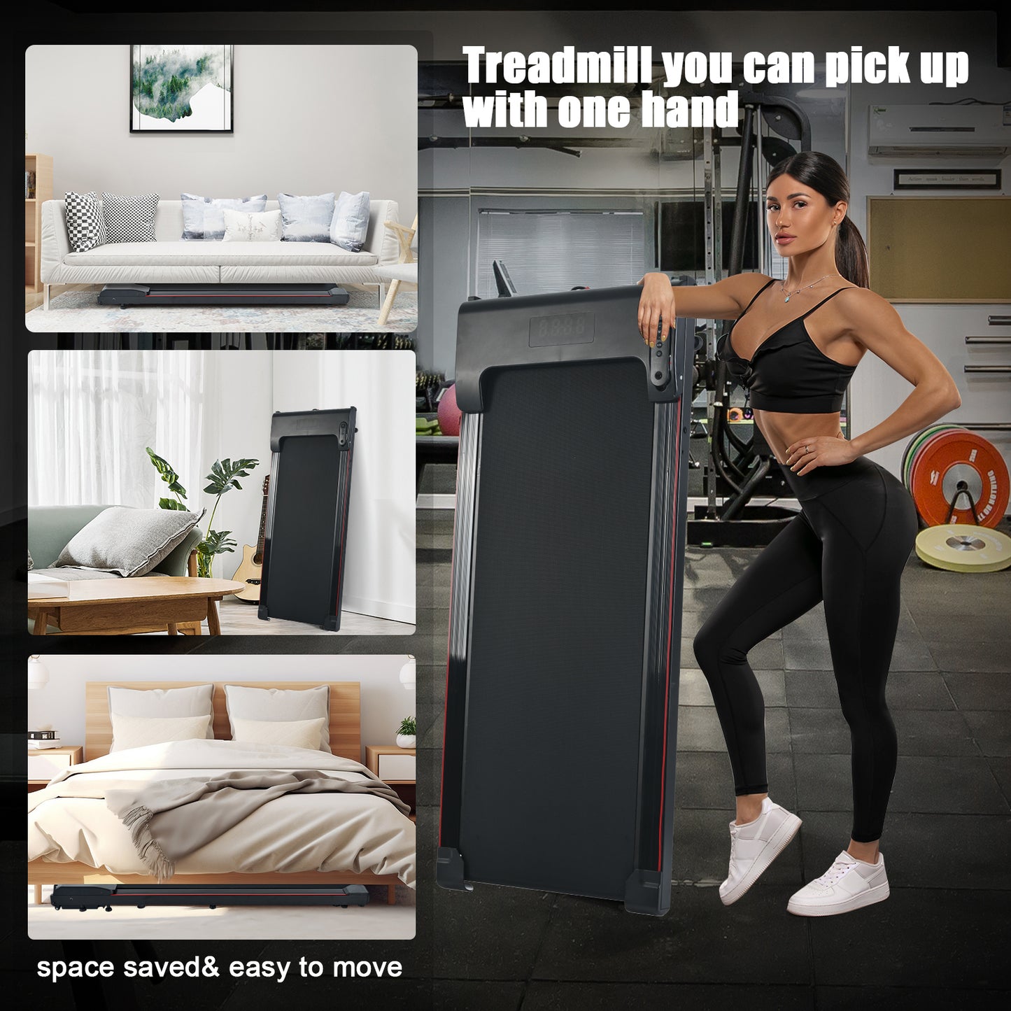 Brushless motor Walking Pad 300 lb Capacity, Desk Treadmill for Home Office, Protable Treadmill Under Desk, Walking Treadmills for Home,0.5 to 4.0 mph Portable Treadmill