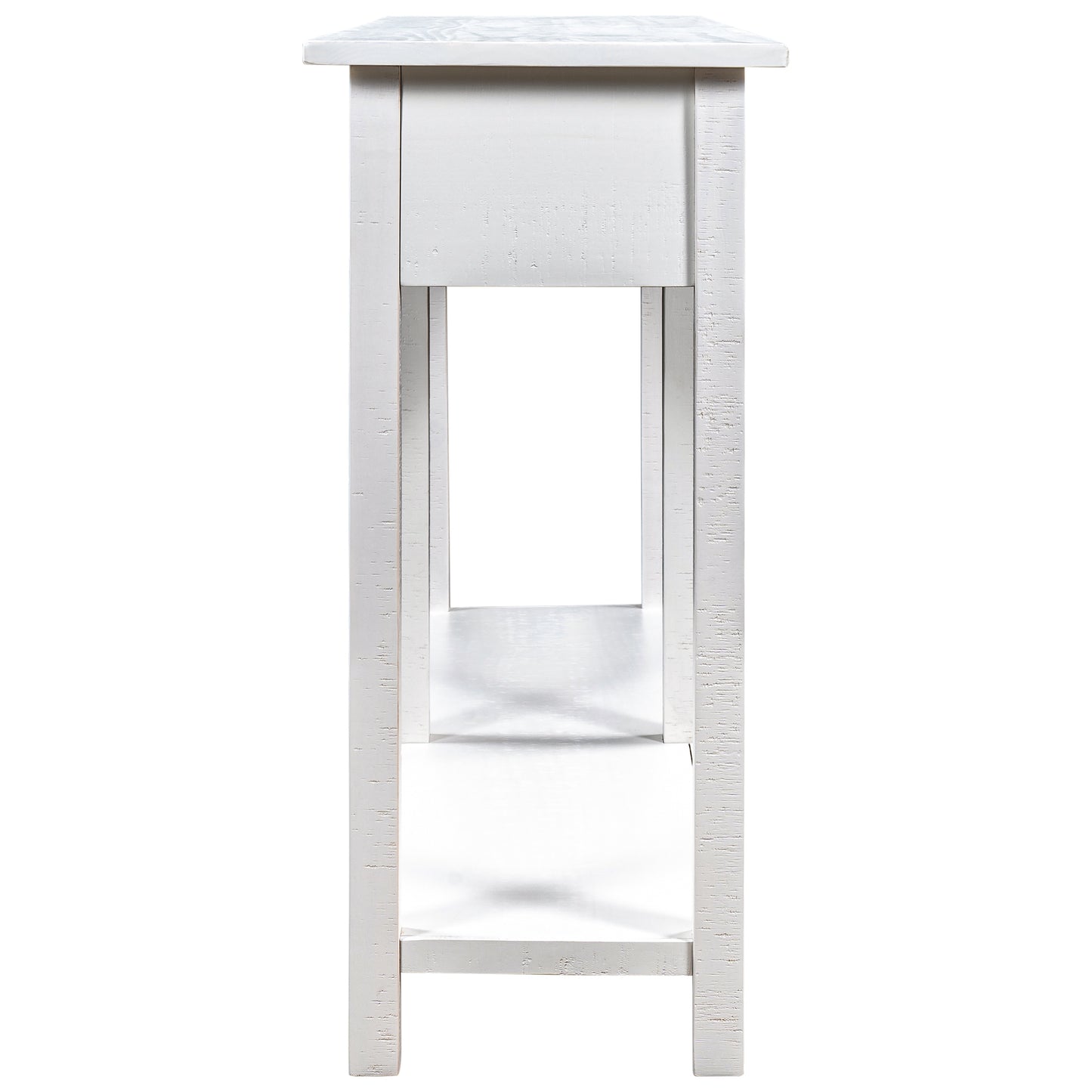 TREXM Rustic Brushed Texture Entryway Table Console Table with Drawer and Bottom Shelf for Living Room (Ivory White)