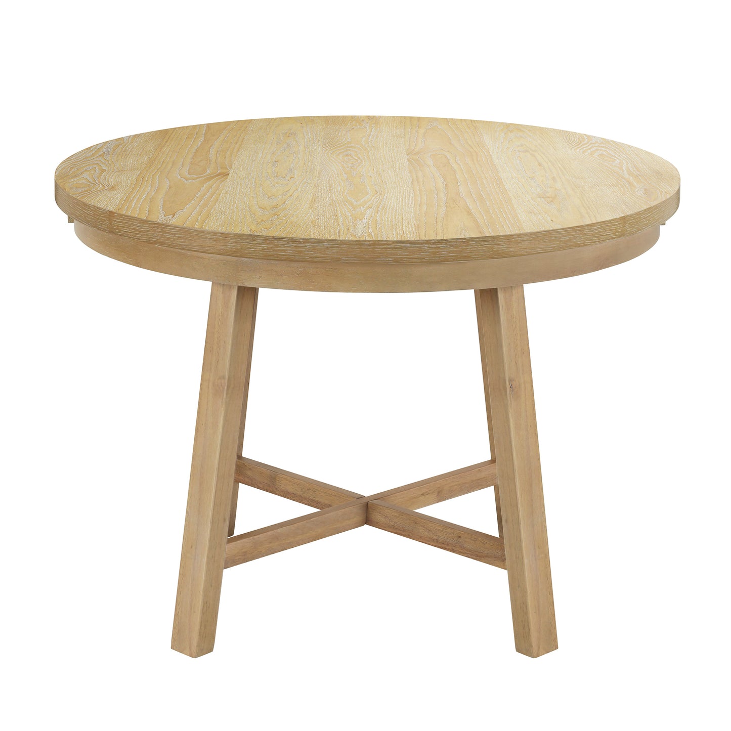 TOPMAX Rustic 42inch Round Dining Table Set with Cross Legs and Upholstered Dining Chairs for Small Places, Natural