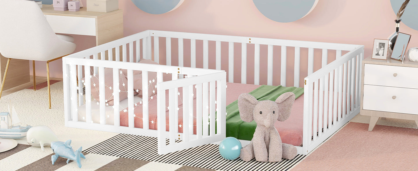 Full Size Wood Daybed Frame with Fence, White（OLD SKU:WF289662AAK）