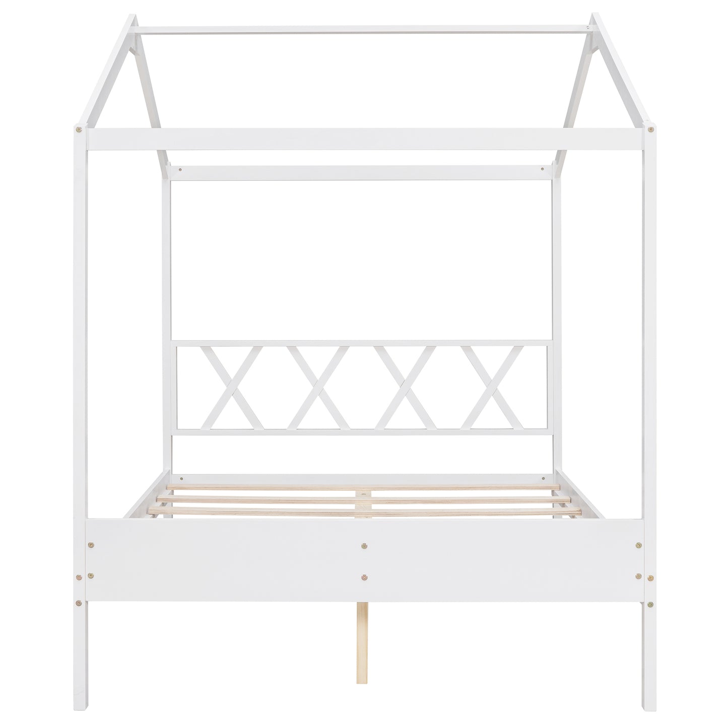 Full Size Wood House Bed with Storage Space, White (OLD SKU :LP000002AAK)