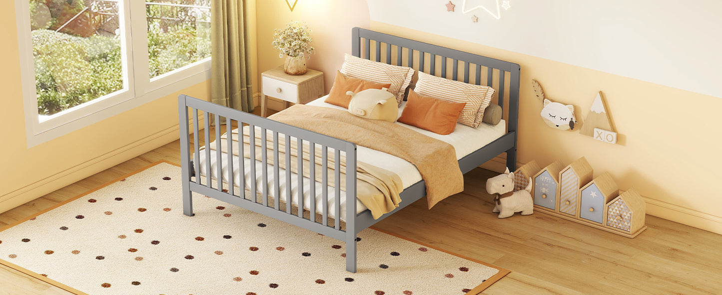 Convertible Crib/Full Size Bed with Changing Table, Gray