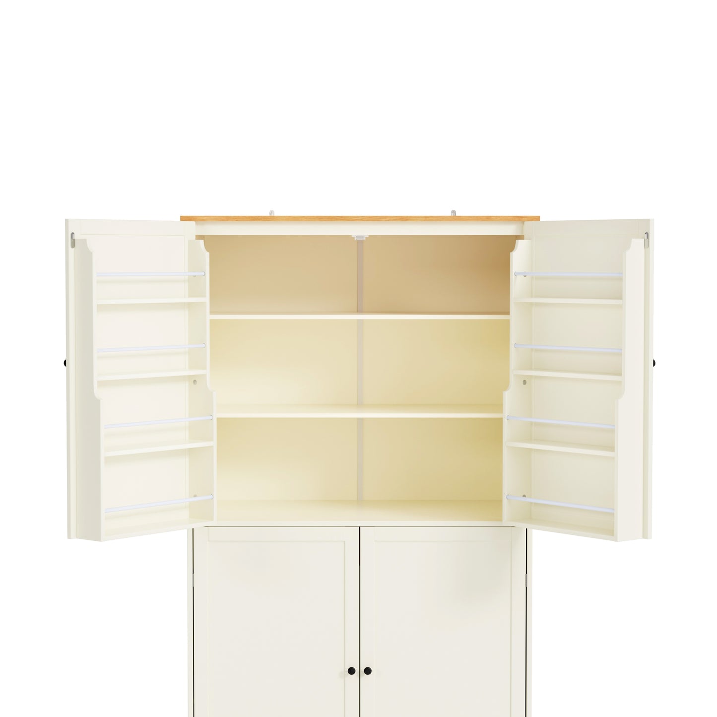 [Assembly Video Provided]TOPMAX 40.2x20x71.3inch High Freestanding Kitchen Pantry Large Cupboard Storage Cabinet with 2 Drawers, 2 Adjustable Shelves, 8 Door Shelves for Kitchen, Dining Room,Cream