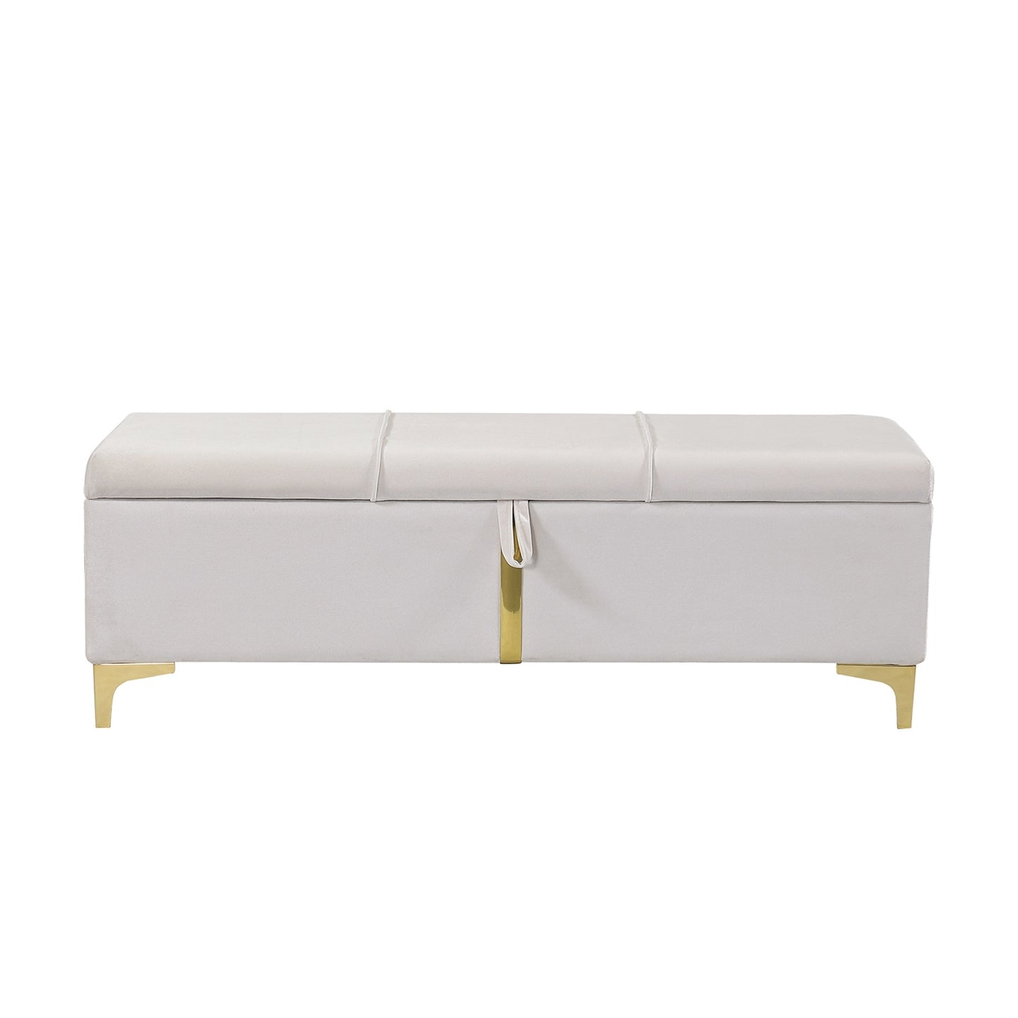 2-Pieces Bedroom Sets,Queen Size Upholstered Platform Bed with Hydraulic Storage System,Storage Ottoman with Metal Legs,Beige