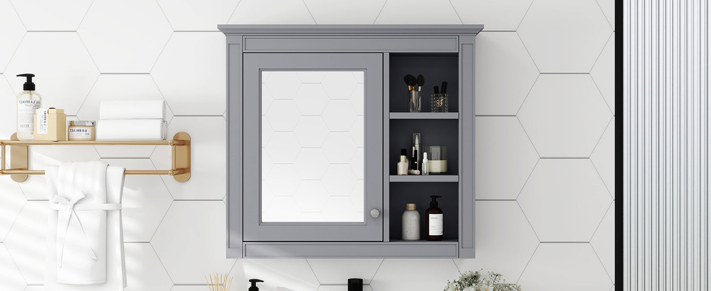 30'' x 28'' Medicine Cabinet, Wall Mounted Bathroom Storage Cabinet, Modern Bathroom Wall Cabinet with Mirror,Medicine Cabinet,  Mirror Cabinet with 3 Open Shelves (Not Include Bathroom Vanity )