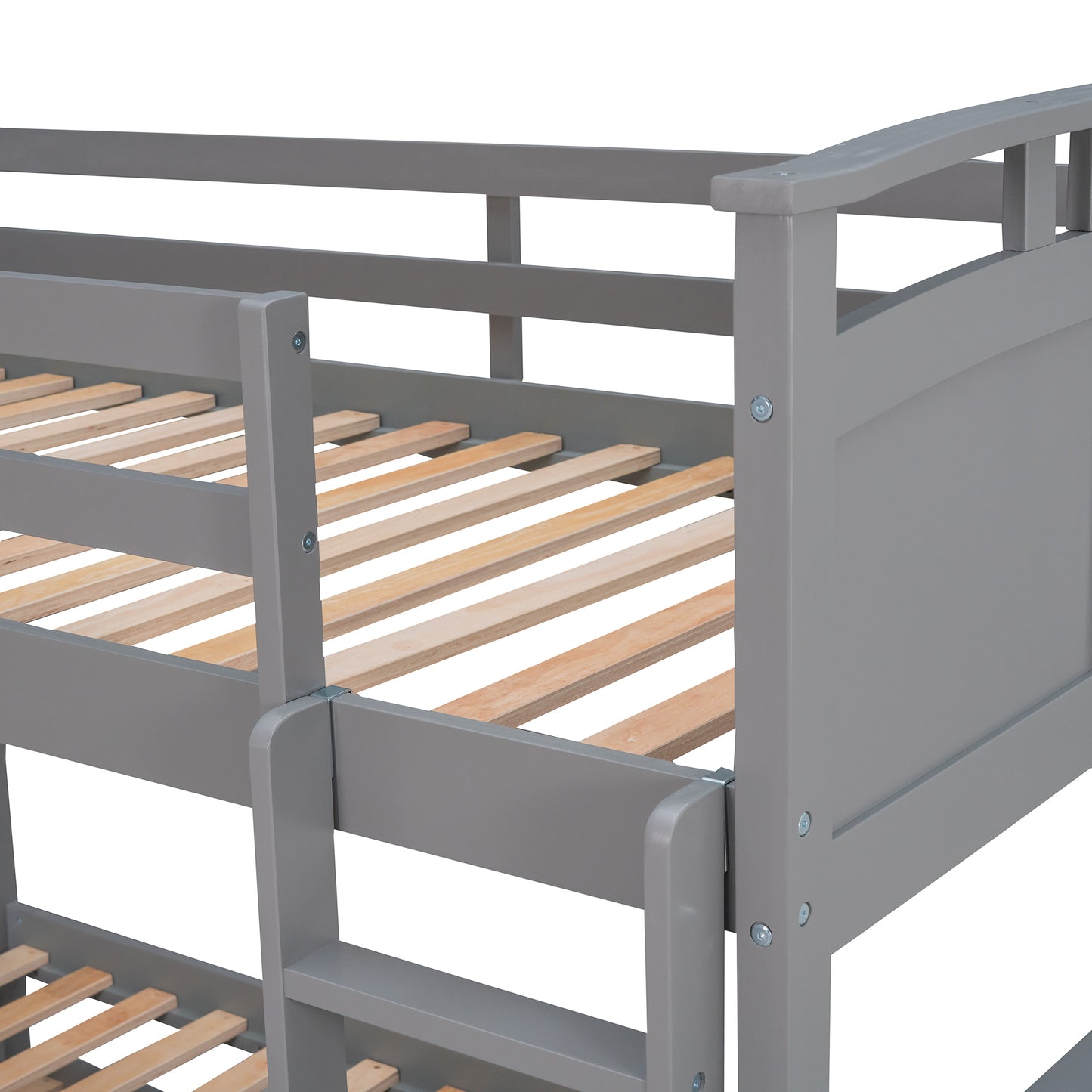 Twin-Over-Twin Bunk Bed with Twin size Trundle , Separable Bunk Bed for Bedroom - Grey